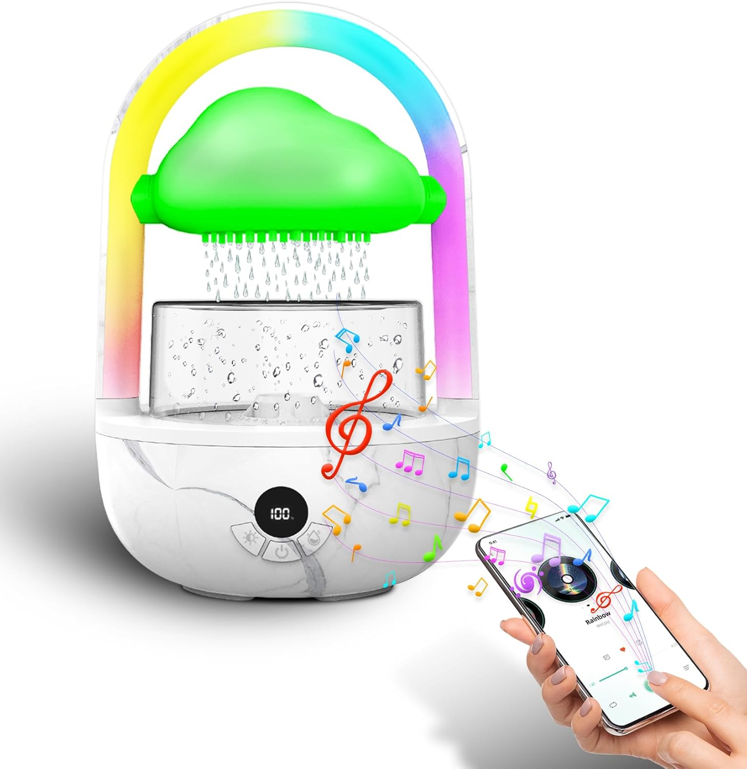 Aromatherapy Essential Oil Diffuser Rainbow Rain Cloud Humidifier Water Drip Mushroom Diffuser with Running Lights Rain Sounds for Sleeping-Aromatherapy Fountain&Night Light (Rain Cloud)