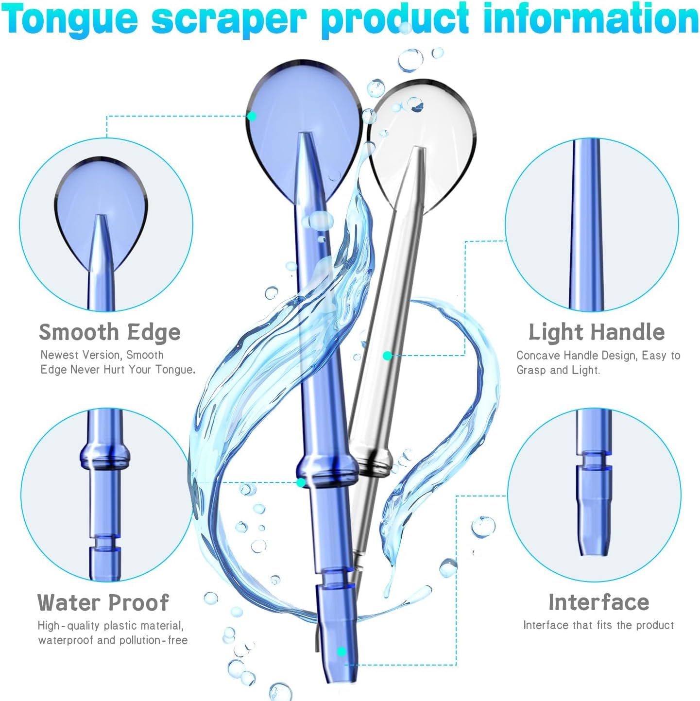 Tongue Cleaner Tip for Waterpik Water Flosser, Tongue Scraper Attachment Replacement for Waterpik Water Flosser, 3PCS image number 3