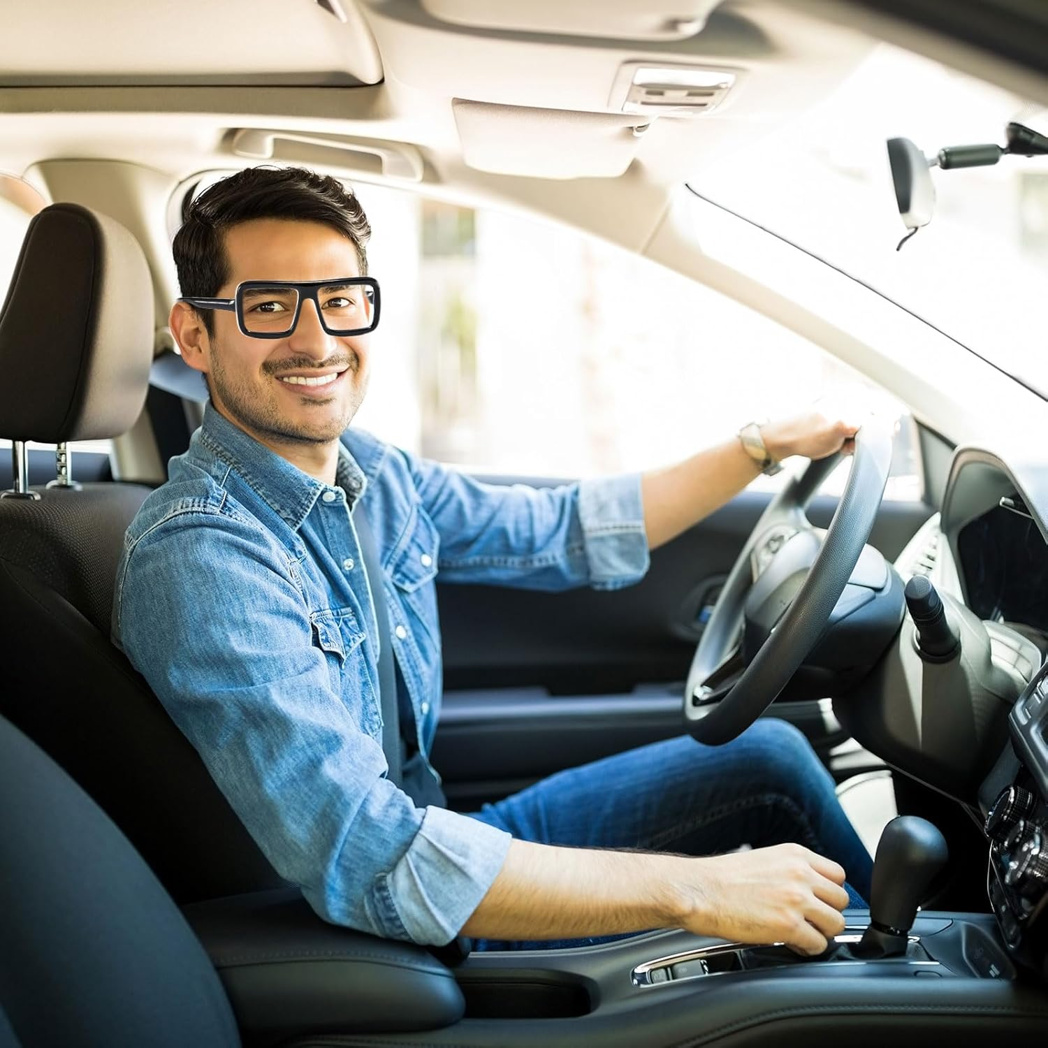 2 Pcs Oversize Eyeglasses, Retro Large Frame Glasses, Thick Black Frames Clear Lens, Square Glasses, Fashion and Costume Accessories, Classic Fake Glasses, Nerd Fun Glasses (Black) image number 4