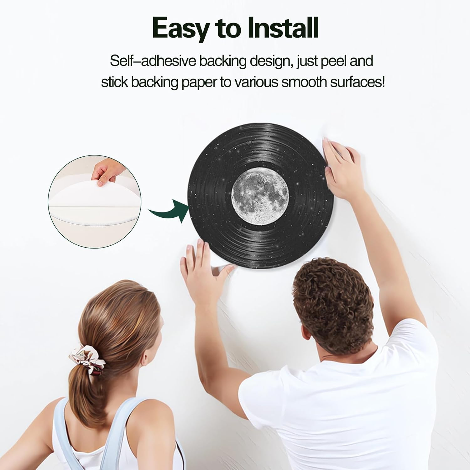 Atawlege 8 Pack Art Acoustic Panels, 14"X14"X0.4" round Self-Adhesive Soundproof Wall Panels, Unique Retro Record Decor Sound Absorbing Panels for Studio Home Office image number 2