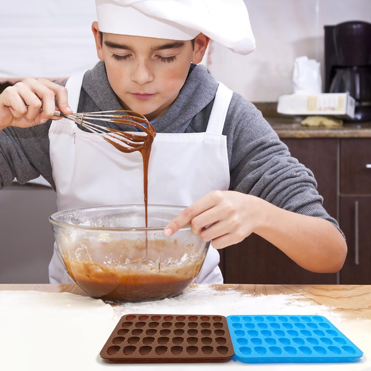 AFUNTA Mini Gummy Silicone Molds - 3 PCS Non-Stick Chocolate & Candy Mold with 3PCS Droppers for Jello, Cakes, Ice Cubes, Biscuits image number 4