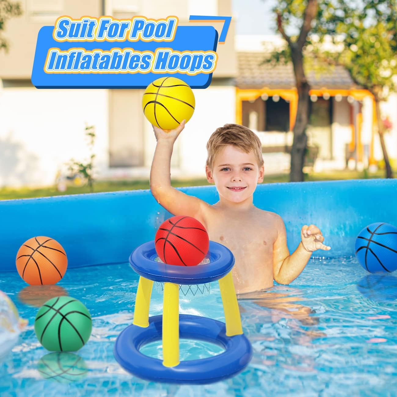 5 INCH PVC Mini Basketball for Indoor Basketball Mini Hoops, Soft 5" Rubber Small Repacement Basketball for over Door Basketball Hoop Sets, Little Basketballs for Adults & Kids (6 PCS with Air Pump) - Multicolor image number 4