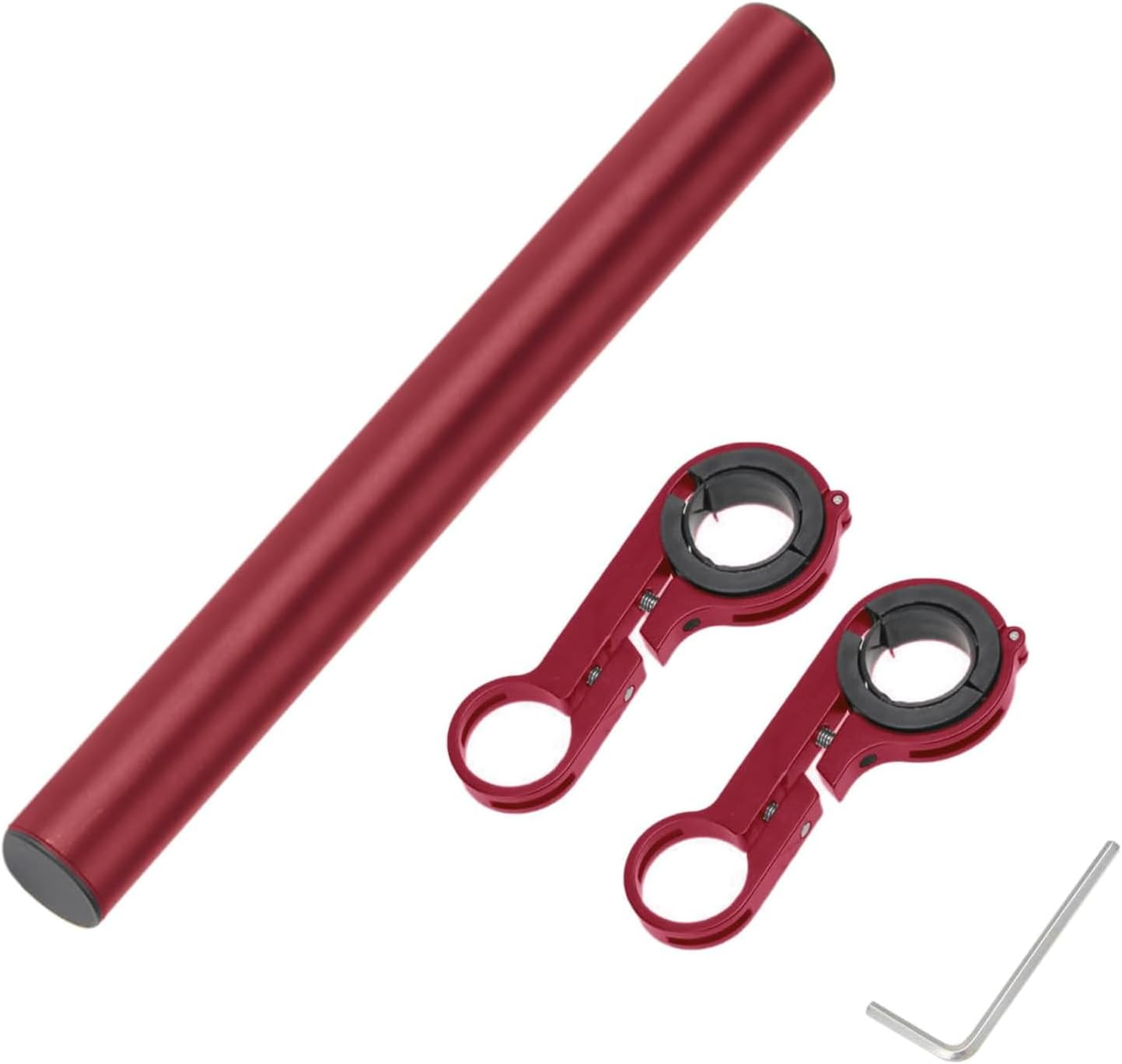 Fkereg Bicycle Handlebar Extender, 20Cm Double Clamp Mount Handle Bar Extension for Bike, Aluminum Alloy Handlebar Extensions Bracket for Bicycle, Cycling Equipment Attachment, Red