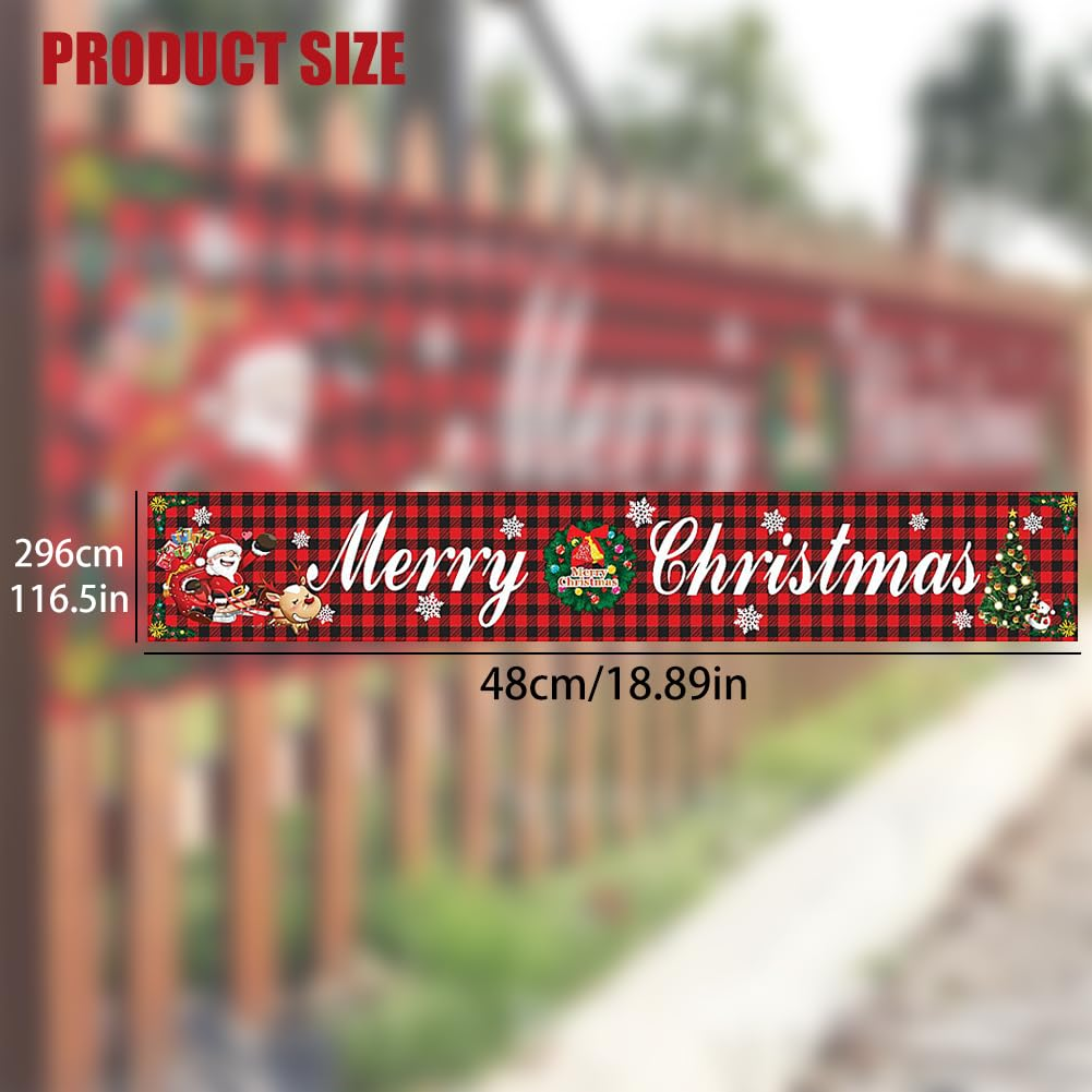 Kiwinvou Merry Christmas Banner Large Christmas Decorations Sign for Outdoor Garden Wall Xmas Banner Santa Claus Banner Supplies Garden Yard Red Banners for Outdoor and Indoor Christmas Party Decoration Supplies