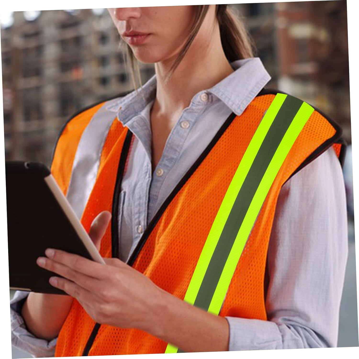 High Visibility Fluorescent Reflective Safety Tape 1.96 X 0.79 Fabric Caution Warning Strips 16.4 Roll for Night Outdoor Use and Bicycle Visibility image number 6