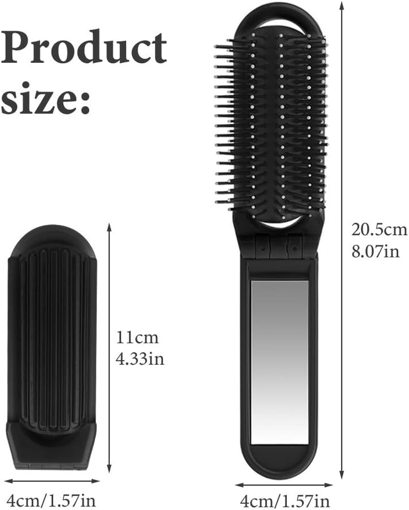 4Pcs/2Pcs Folding Travel Hair Brush with Mirror,Compact Pocket Hair Comb Travel Brush for Women Mini Hairs Brushs for Men Pocket Brushs Hairs Styling Tools(Color:2Pcs) - 2Pcs image number 6