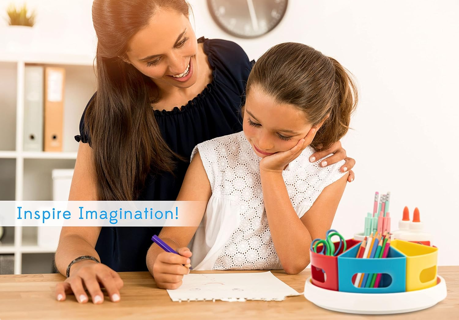 Creative Caddy Rotating Art Supply Organizer, Kids Desk Organizer, Art Caddy, Crayon Holder Marker Organizer, Art Organizers and Storage, Kids Art Desk Accessories, Homeschool Supplies image number 1