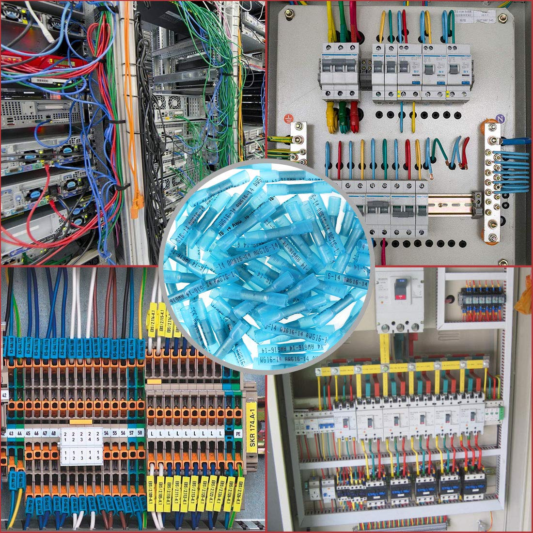 Hilitchi Heat Shrink Butt Connectors Blue 16-14 AWG 50Pcs Solderless Electrical Wire Automotive Marine Crimp Connectors image number 5