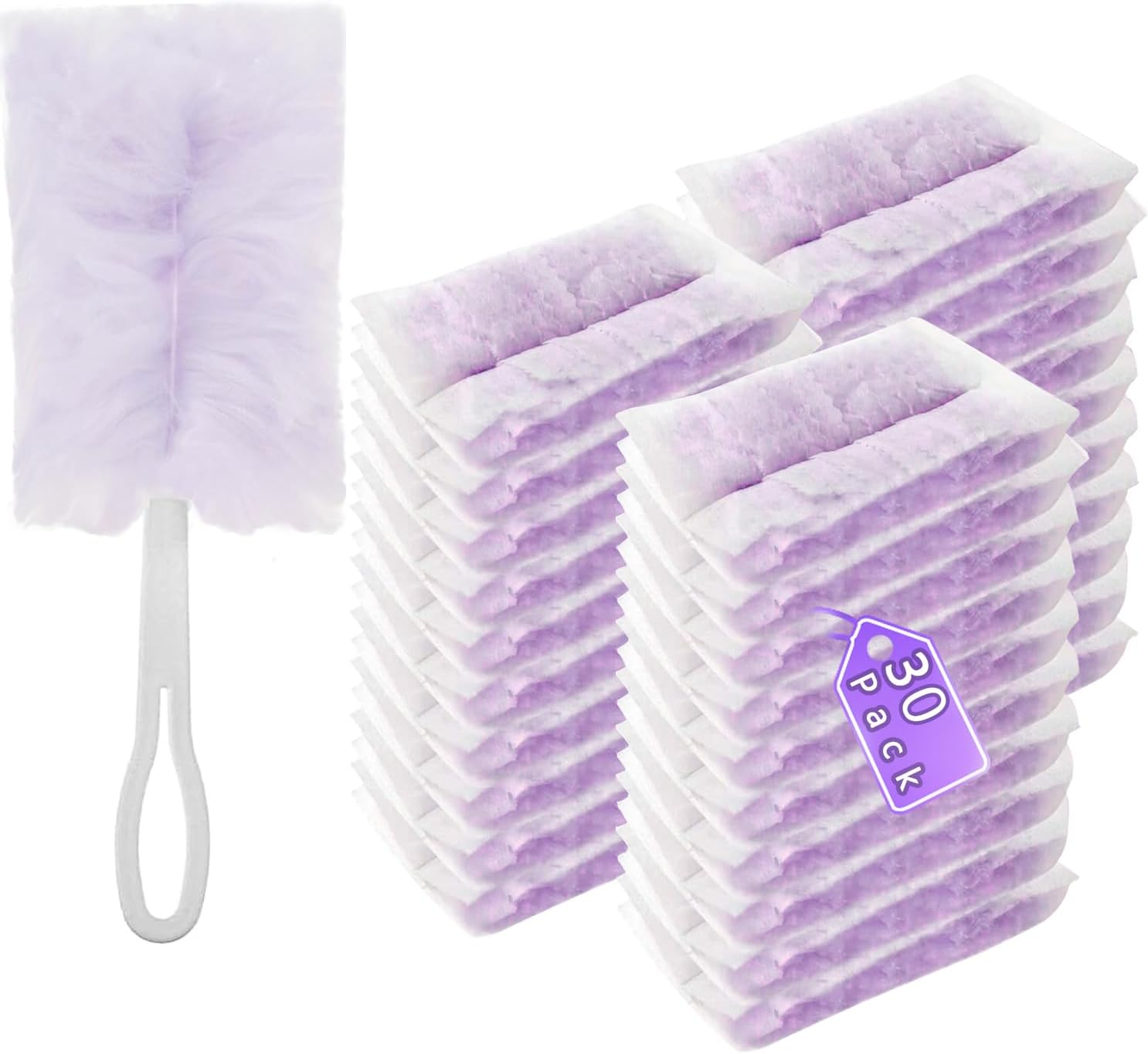 Pack of 30 Dust Magnet Refill Pack with 1 Handle for Swiffer, Duster Refill Pack Duster Set for Cleaning, against Dust, Allergens, Pet Hair (31) image number 2