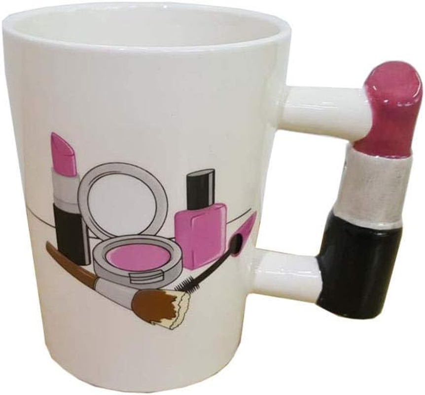 Porcelain Tea Sets 3D Hand-Painted Ceramic Coffee Mugs Lipstick High Heels Hair Dryer Nail Polish Makeup Brush Comb Milk Water Cup-D