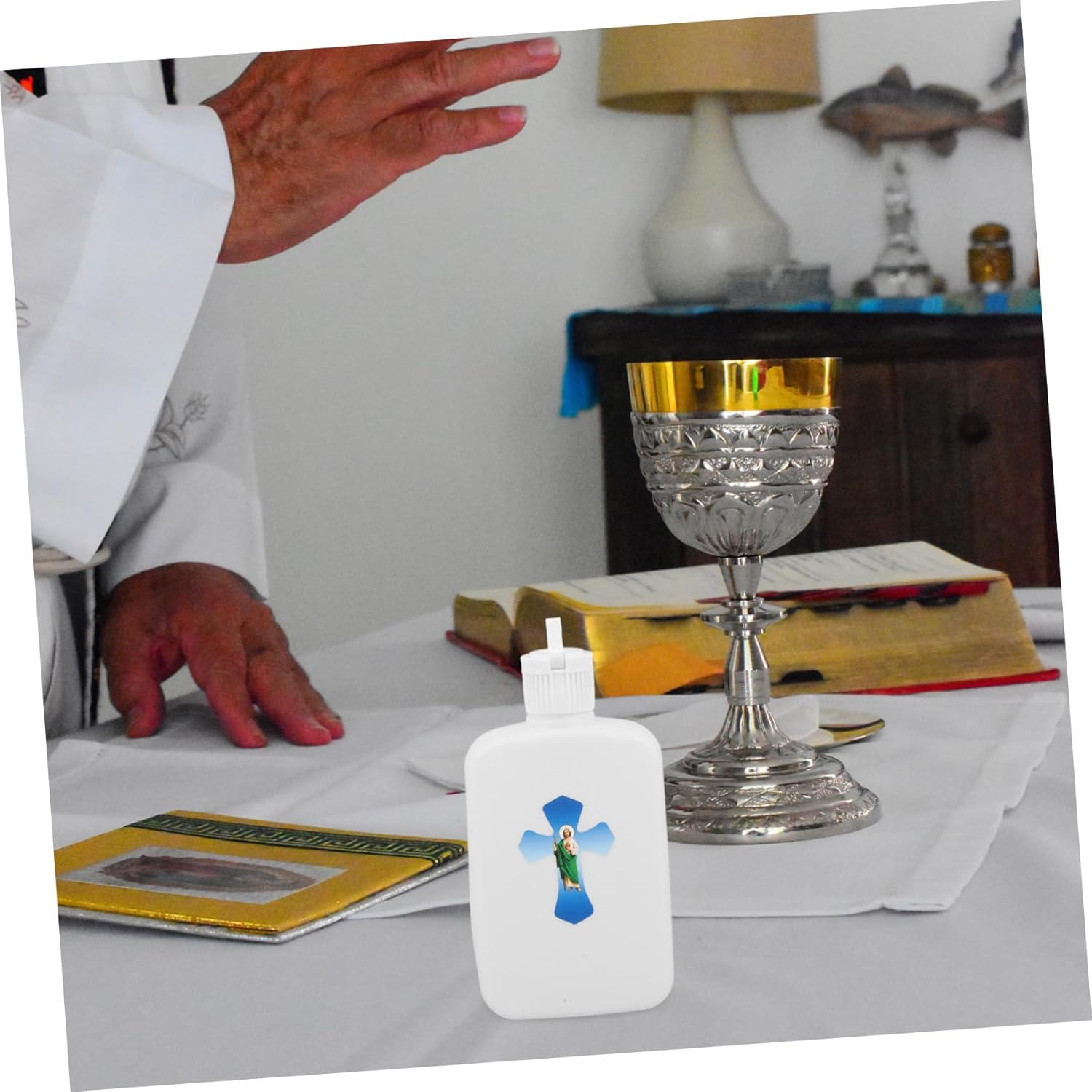 SOLUSTRE Catholic Holy Water Bottle Baptism Confirmation Storage Refined Design Religious Water Container image number 4