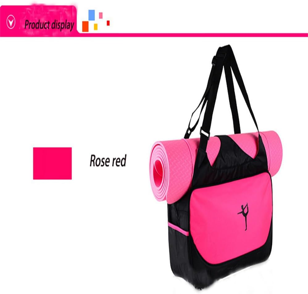 Large Capacity Yoga Bag with Yoga Mat Strap, Fitness Bag, Sports Bag, Travel Bag, Outdoor Handbag; a Handbag Suitable for Travel, Beach, Work, and Sports -Rose Red image number 2
