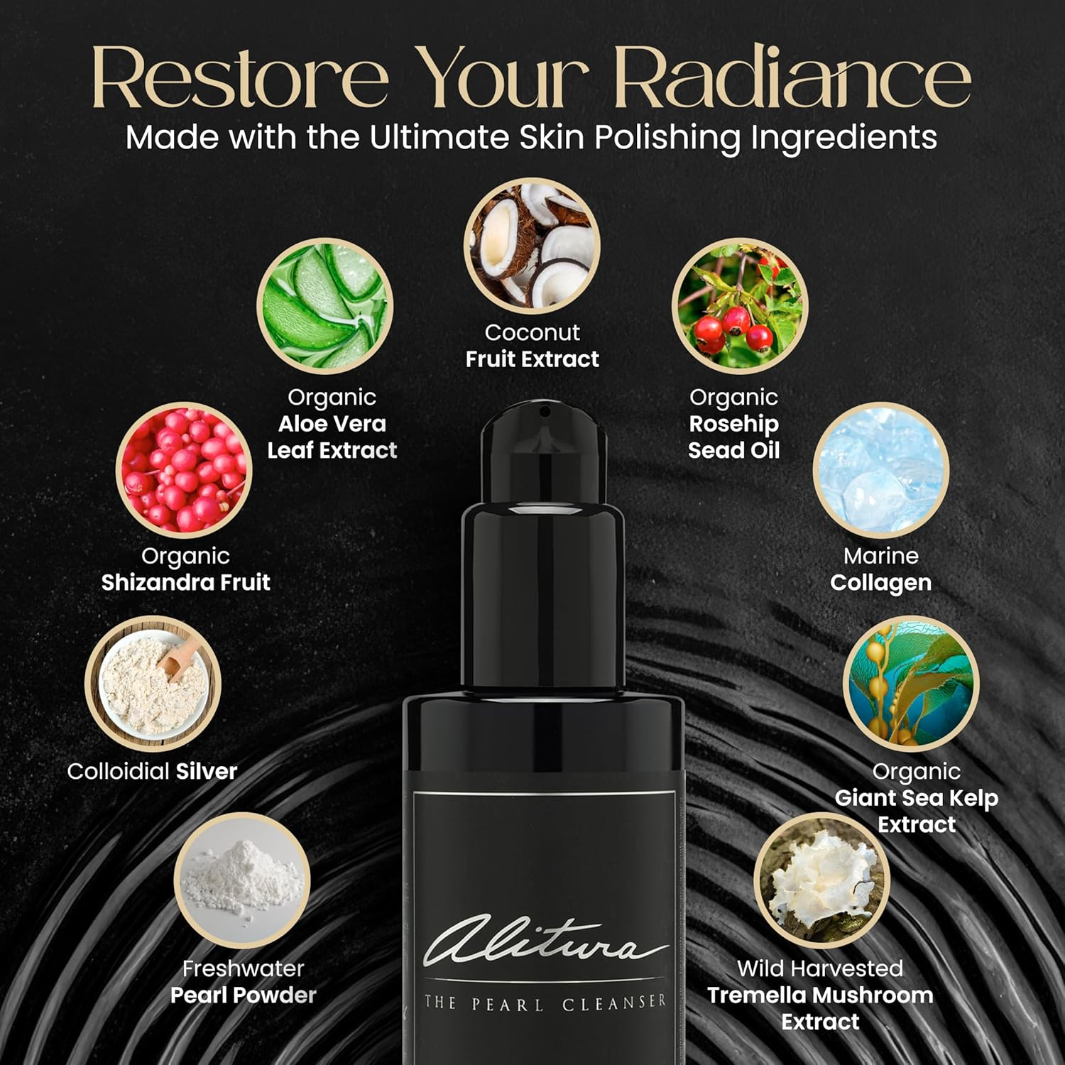 (100 Ml) - Alitura Organic Anti-Ageing Pearl Facial Cleanser for Men and Women with Marine Collagen - Finally Have Clear Acne-Free Skin with the Best All Natural Face Wash - 3.4 Oz (100 Ml) image number 1