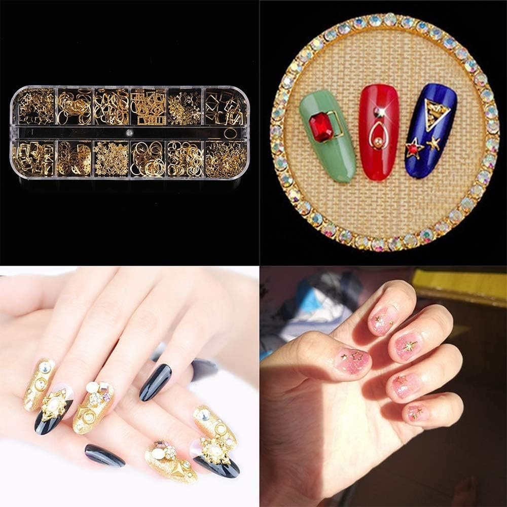 12 Boxes Nail Art Tools Brushes Decals Stencils Striping Tapes Irregular 3D Rhinestones Manicure image number 2