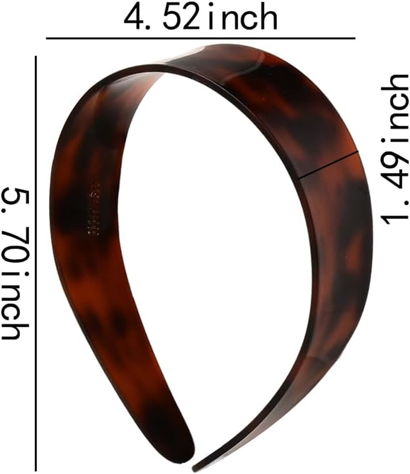 Acrylic Tortoise Shell Headband for Women&rsquo;S Hair Wide Vintage Acetate Headband with Teeth Brown Plastic Hard Headbands Hairband Head Band No Crease Plain Resin Headbands French Style Hair Band Hoop image number 6