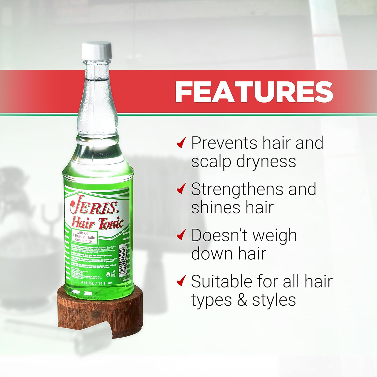 Clubman Jeris Hair Tonic with Oil - Restores and Conditions Hair, Lightweight Formula, Refreshing Scent, Professional Size, 14 Fl Oz