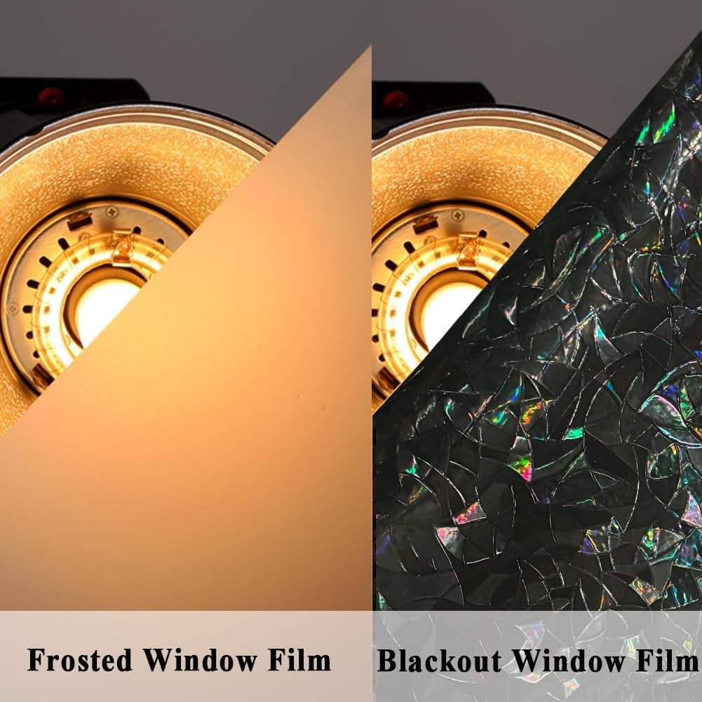 100% Light Blocking Blackout 3D Prism Privacy Window Film Room Darkening Glass Door Tint,Rainbow Effect Static Cling Heat Control anti UV for Home and Office,35 Inches by 78.7 Inches image number 2