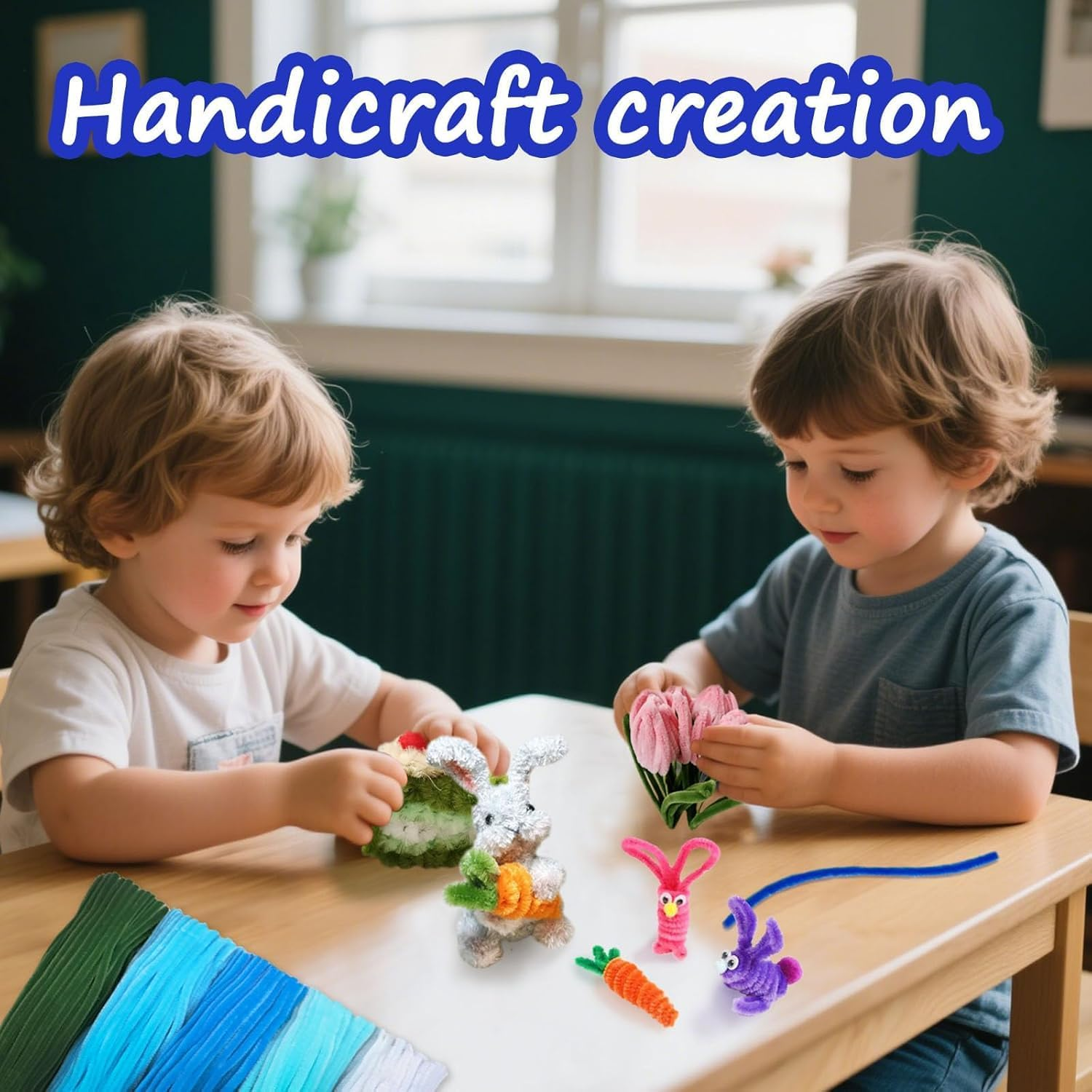 526 Pcs Chenille Stems Pipe Cleaners &ndash; Color Scheme of Blue-Series Handcrafted Flowers, 12 Inch, Craft Supplies for DIY Art Projects, Kids Crafts, Floral Decoration,Classroom Use image number 2