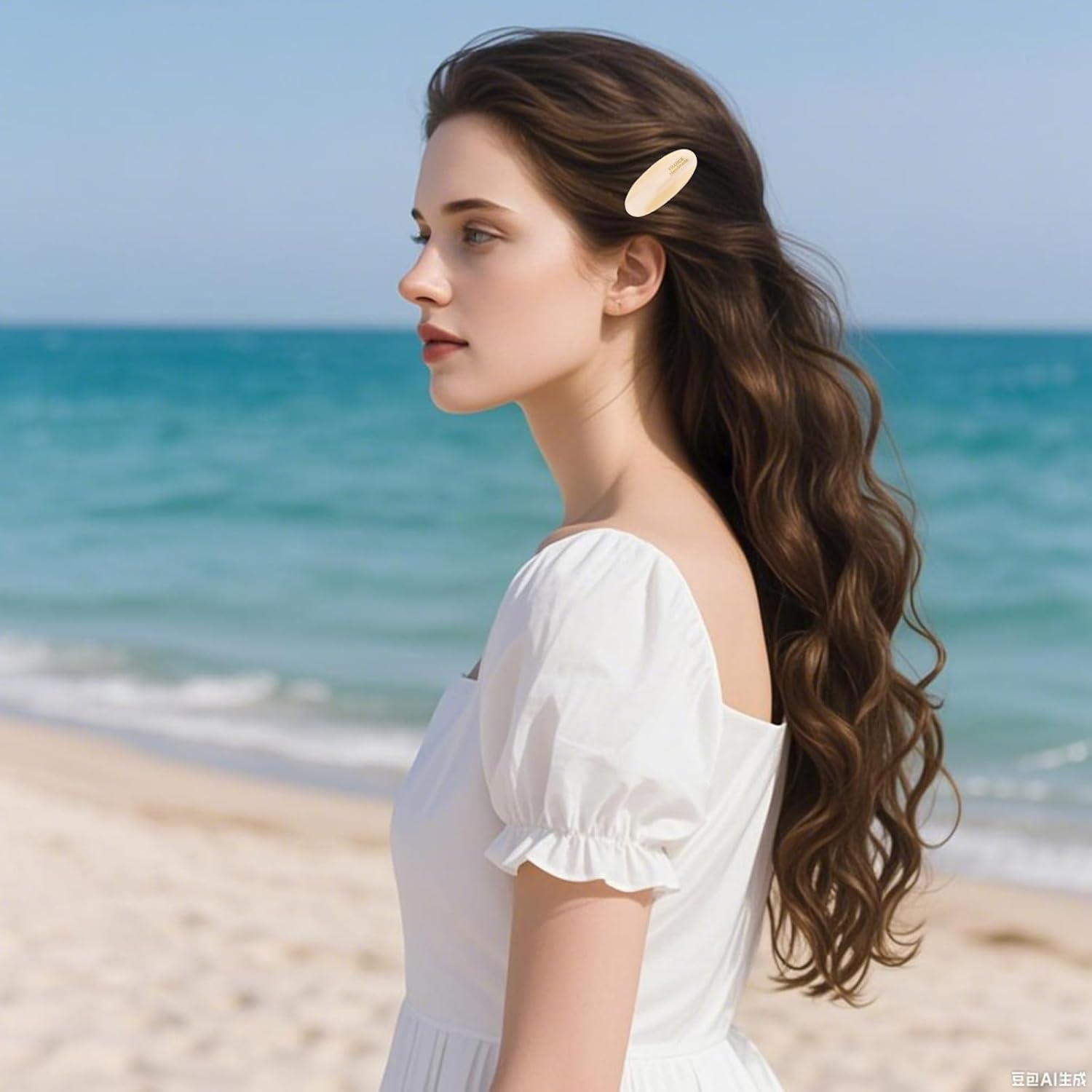 PRUADEOR Set of 4 Women'S French Handmade Hair Clips Oval Hair Clips for Women image number 3