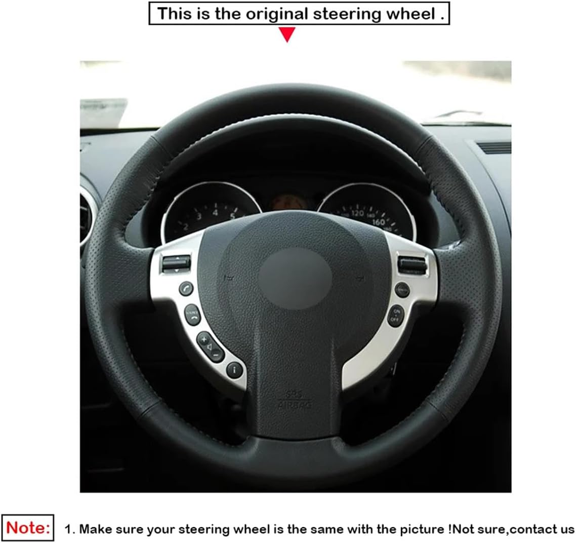 Fit for Nissan Dualis 2006-2013 Stitch Steering Wheel Cover - Lace Up, Non-Slip Sew on Design - Red Thread image number 3