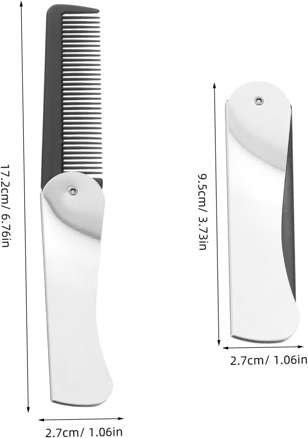 Baluue Stainless Steel Folding Comb Portable Mini Pocket Hairdressing Hair Comb for Travel Salon Use Men and Women