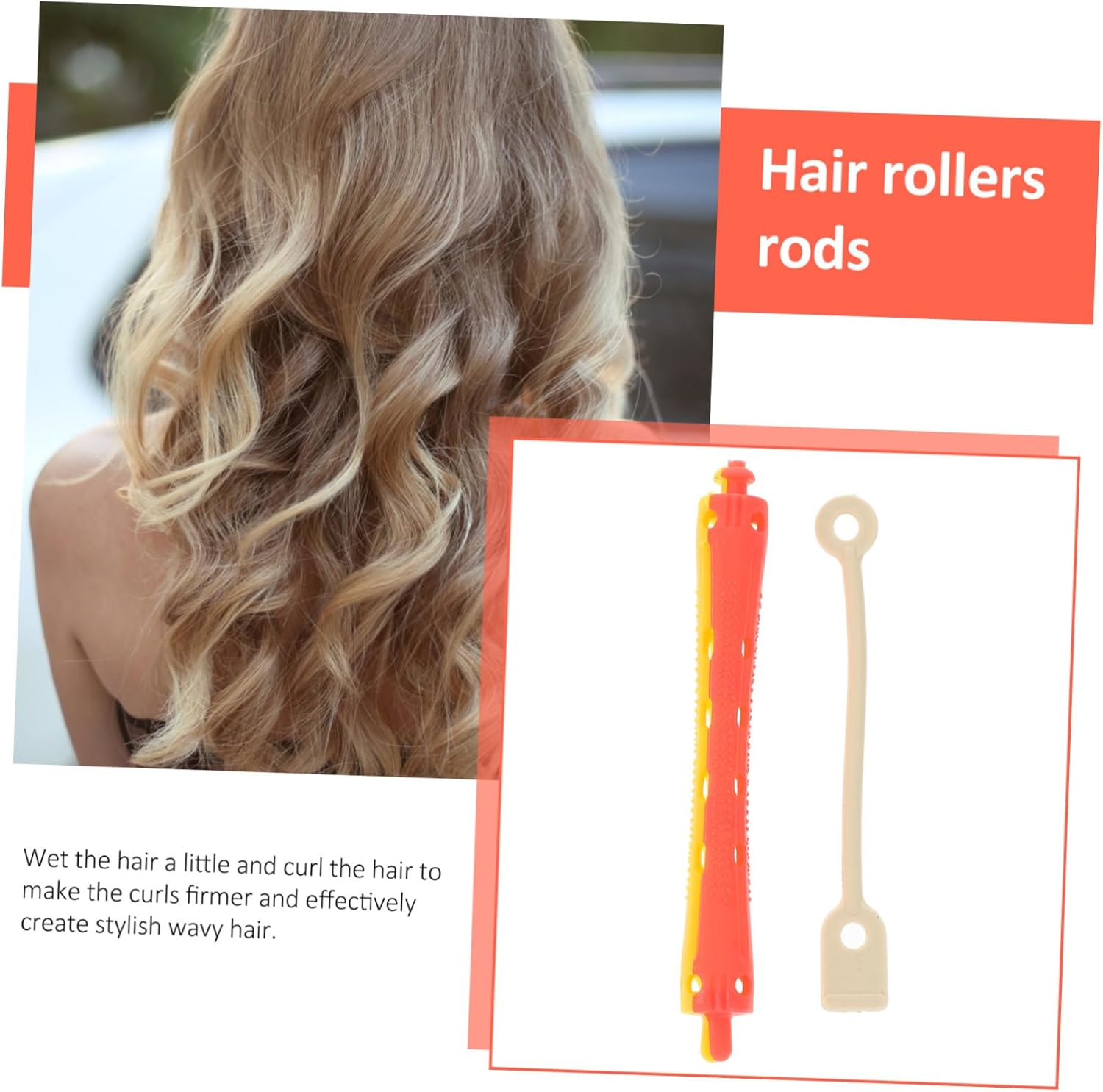 Ipetboom Pack of 24 Hollow Rollers with Elastic Band, Natural Curler, Barber, Perm Bars, Perm Rods, for Hair, Curling Irons, Cold Perms, Cold Burning, Plastic Hair Stick for Men image number 3