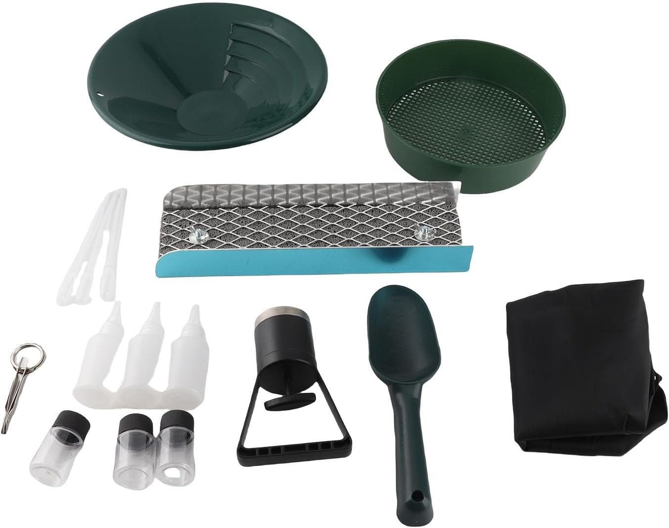 Gold Panning Kit with Portable Sluice Box, Aluminum Alloy Prospecting Trough & Sieve Set for River Gold Mining image number 1