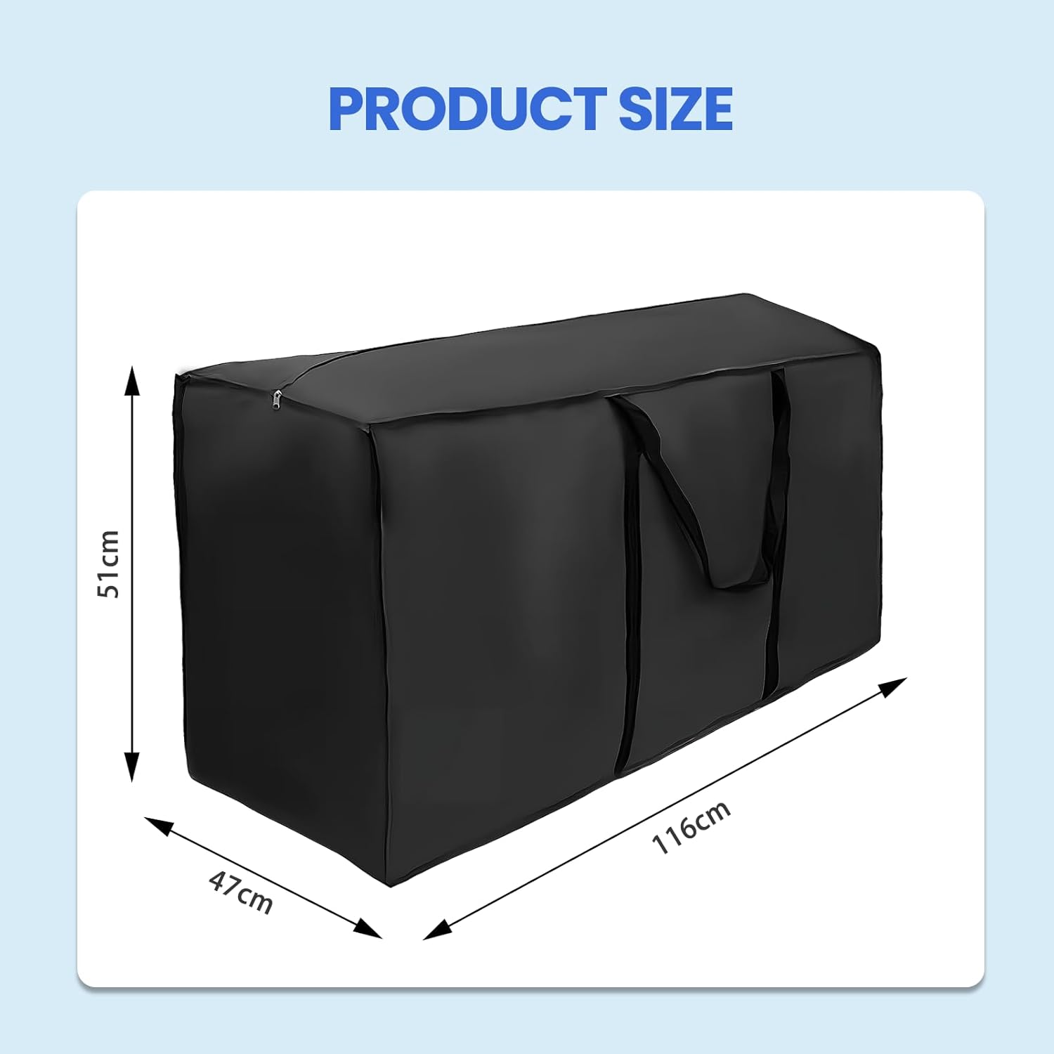 2 Pack Patio Cushion Storage Bag 116&times;47&times;51 Waterproof,Oxford Fabric Large Capacity Rectangle Outdoor Storage for Furniture Pads,Patio Seats Christmas Trees Black Garden Storage Bag image number 2