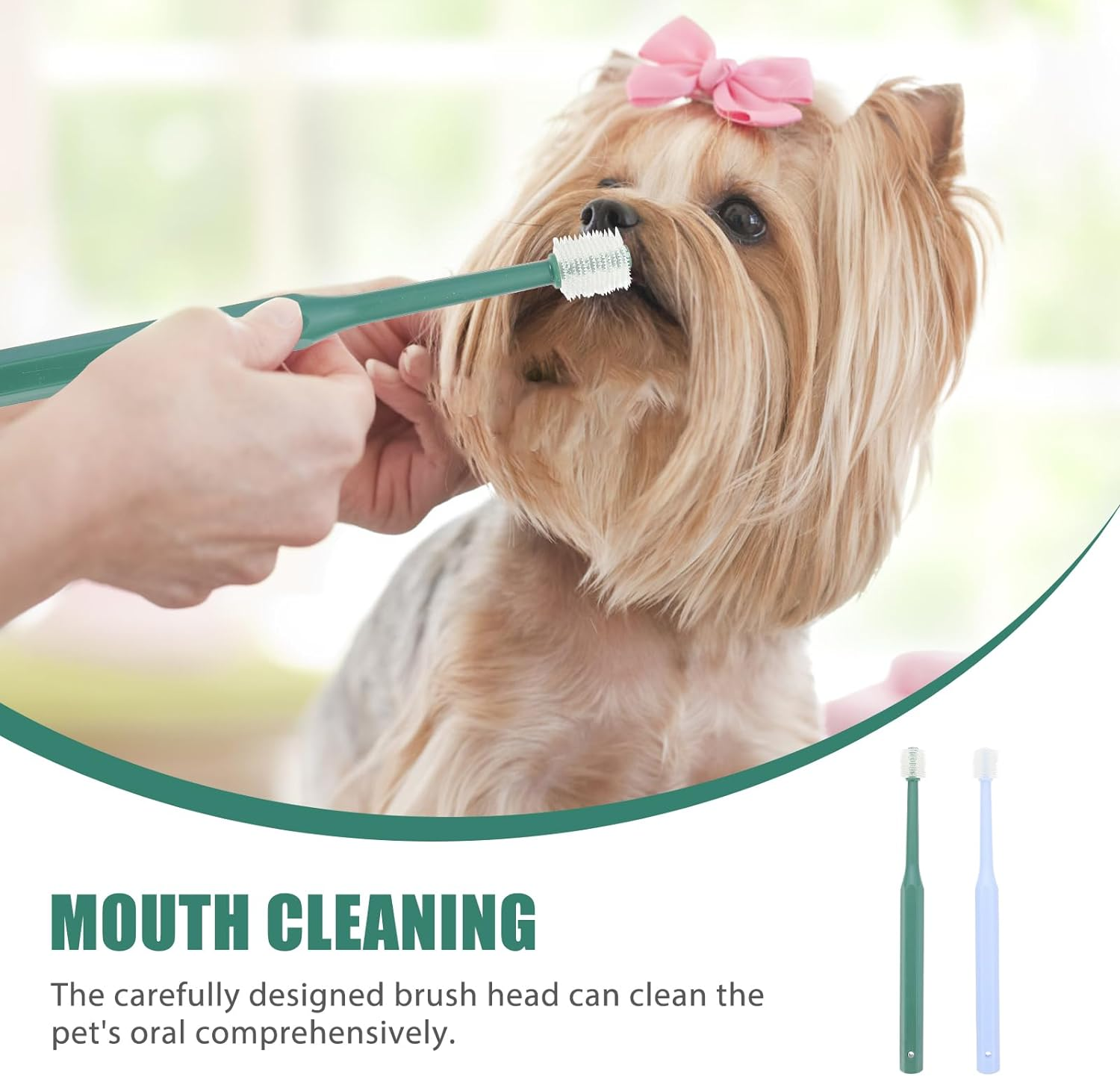 2Pcs Pet Toothbrush Dog Cat Toothpaste Pet Mouth Toothbrush Cat Finger Toothbrush Pet Teeth Plaque Remover Finger Cover Protector Puppy Cosmetic Kit Work Abs image number 2