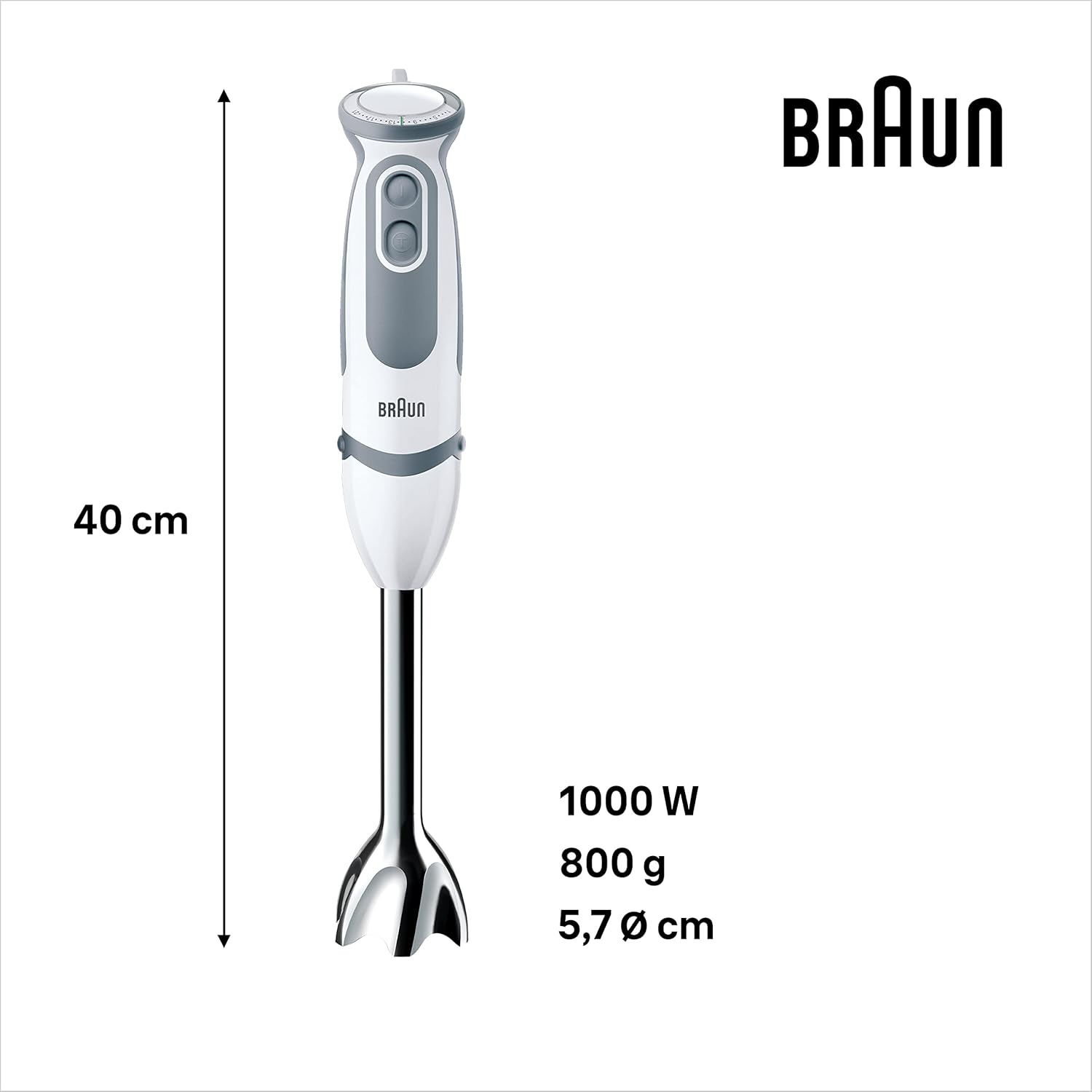Braun House Hold Mq5200 Hand Blender, Plastic, White/Grey image number 1