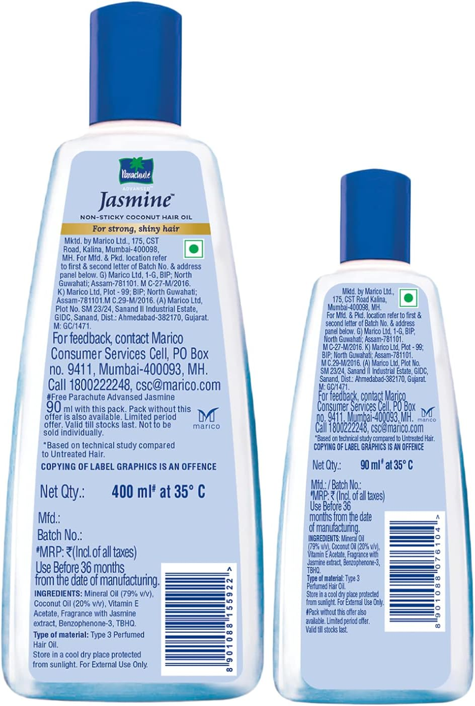Parachute Advansed Jasmine Coconut Hair Oil, 300Ml (Free 90Ml) image number 3