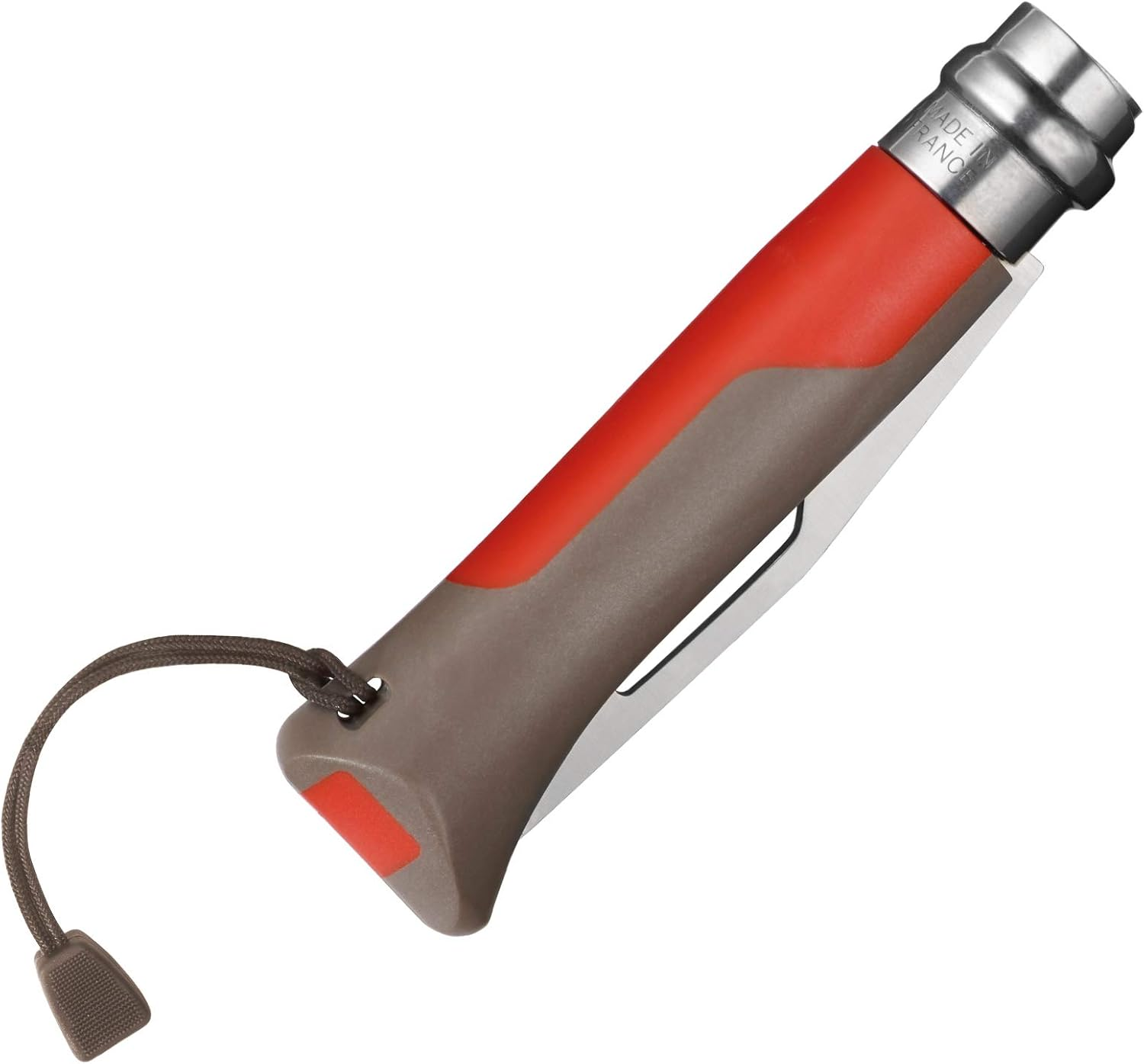 Opinel No. 08 Outdoor Folding Knife + Multitool - Partially Serrated Stainless Steel Blade, Nonslip Handle, Survival Whistle, Shackle Key - Green image number 3