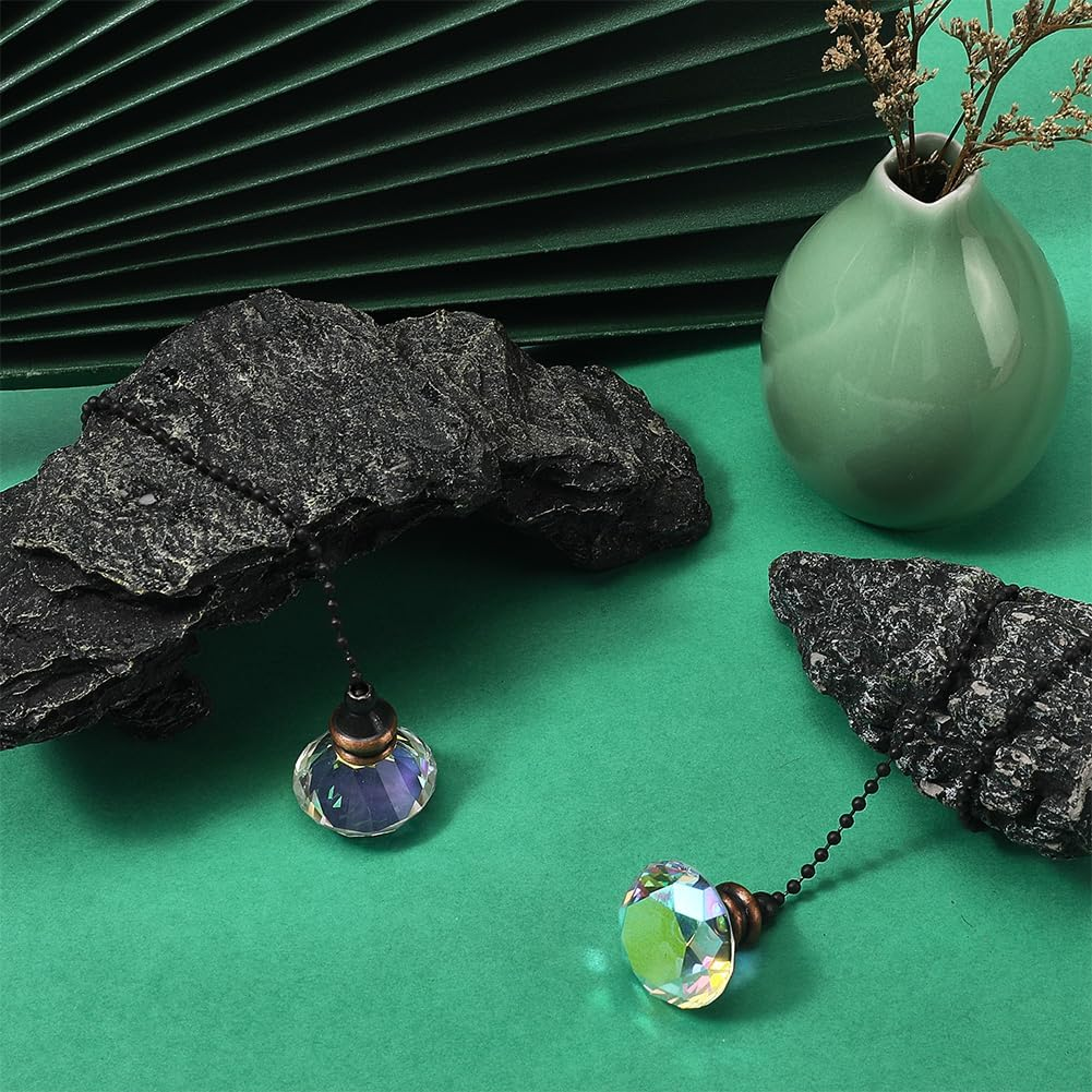 GORGECRAFT 2PCS Ceiling Fan Pull Chain 13 Inches Light and Fan Cord Swith Connector Clear Crystal Diamond Fan Pull Chain Charms Ceiling Fan Pull Chain Extenders for Ceiling Light Lamp Fan image number 1