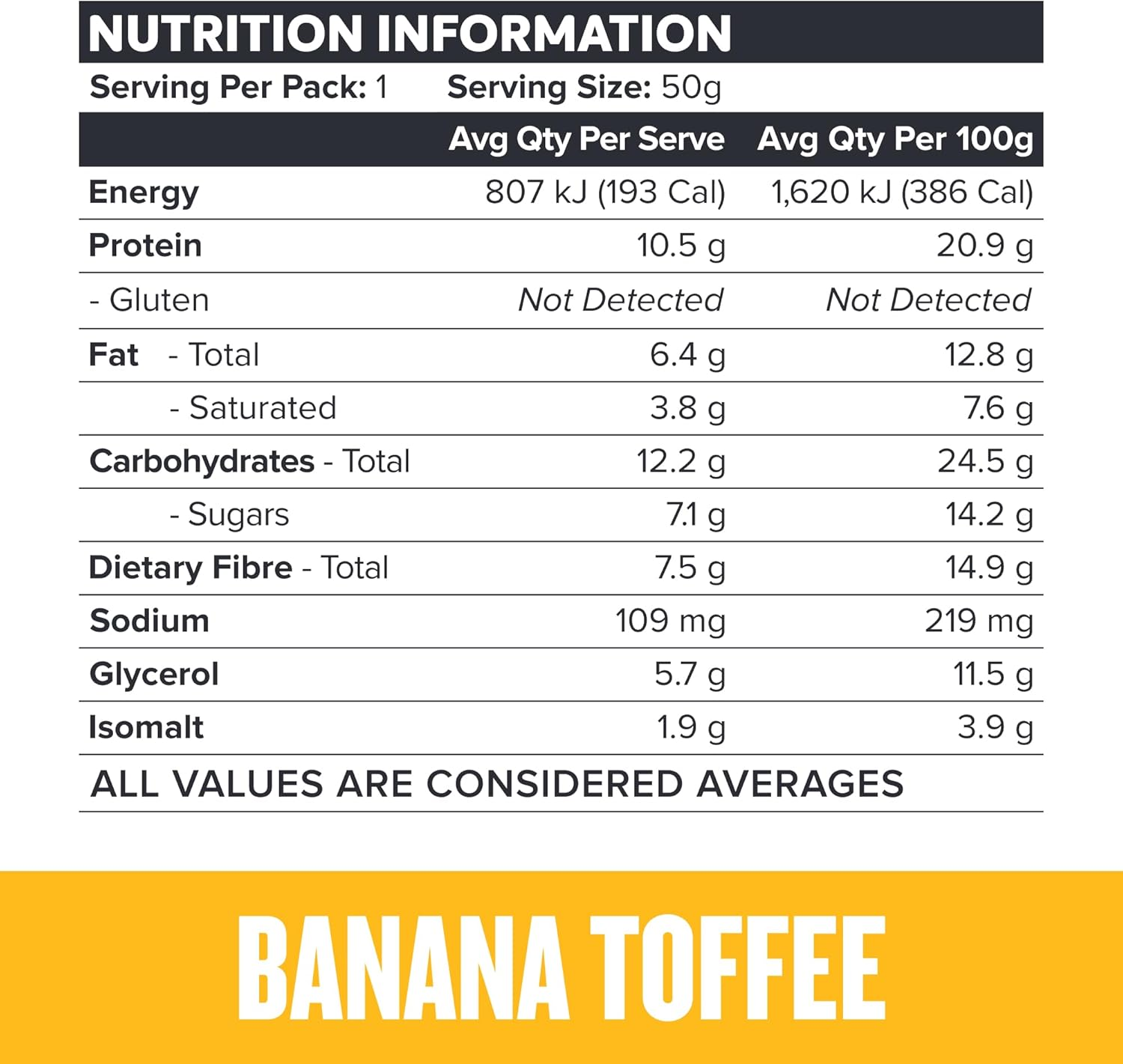 Muscle Nation Banana Toffee Custard Plant Protein Bars 12 X 50G image number 3