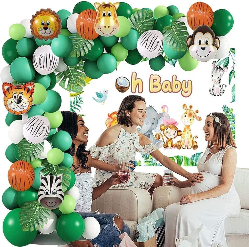 Jungle Party Balloons Garland Kit,Safari Animal Balloon, Animal Foil Confetti Balloon Arch Palm Leaves Set for Jungle Theme Birthday Decorations, Safari Woodland Birthday Party Supplies. image number 6