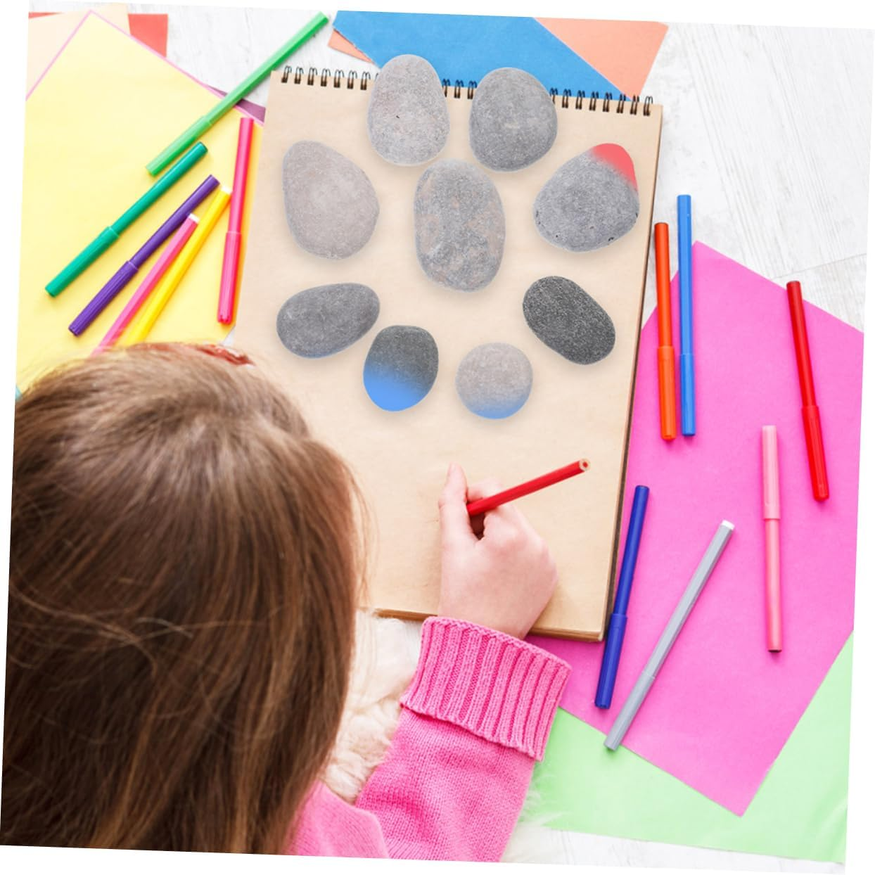 ULDIGI 20Pcs Natural Smooth Pebbles for Painting DIY Craft Stones for Creative Projects Polished River Rocks for Boy Girl and Adults Safe for Painting Decorating image number 2