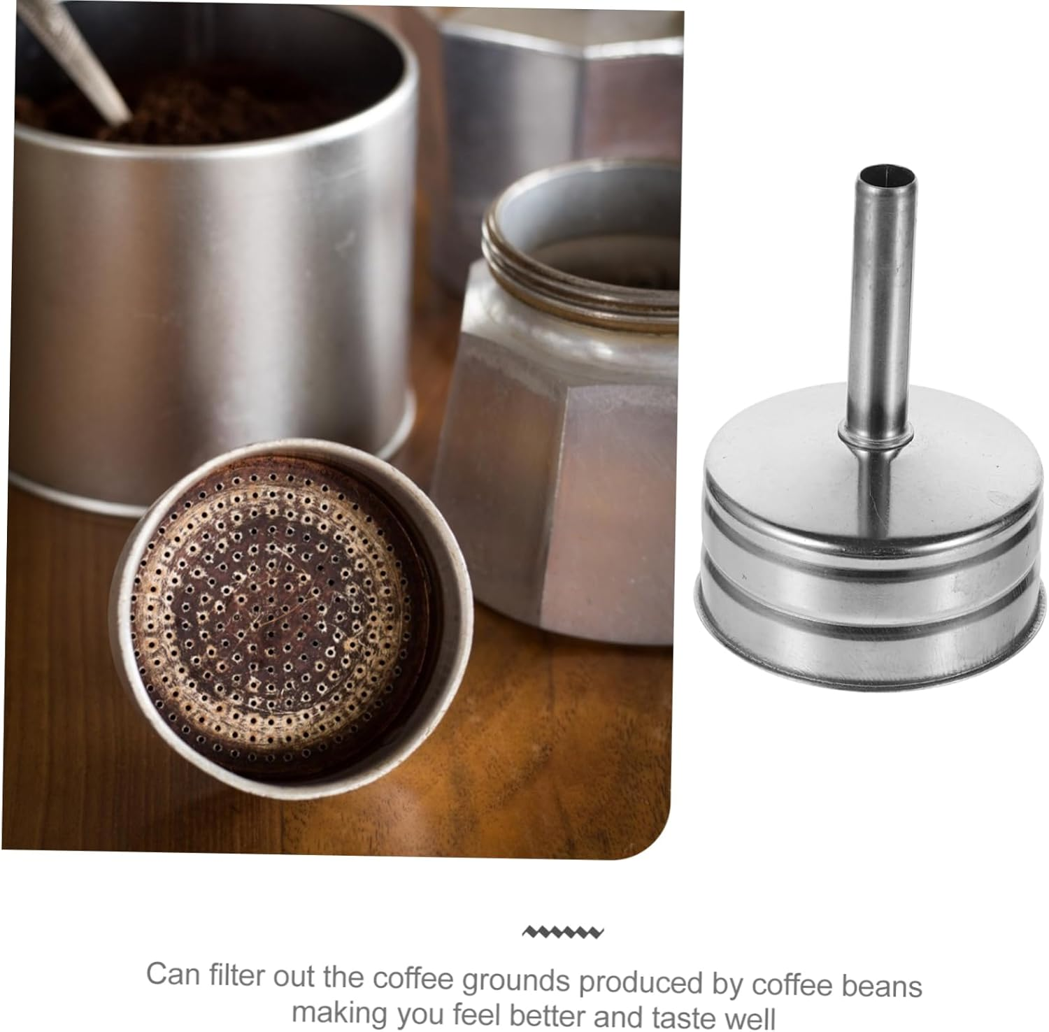 UTHCLO Stainless Steel Non Pressurized Coffee Filter Funnel for Mocha Pot Food Grade Espresso Drip Filter Cup Fits Cups Easy to Clean and Resistant