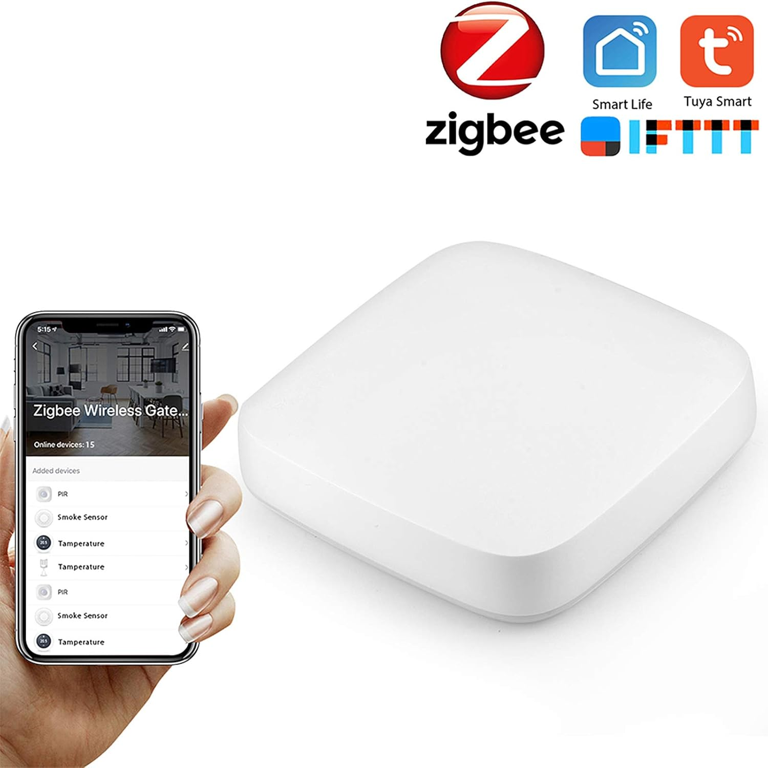Gateway Hub,Powered by Tuya Zigbee Wired Smart Gateway Hub Smart Home Bridge Tuya/Smart Life APP Remote Control Center Wifi & Network Cable Connection for All Tuya Zigbee 3.0 Smart Products image number 3
