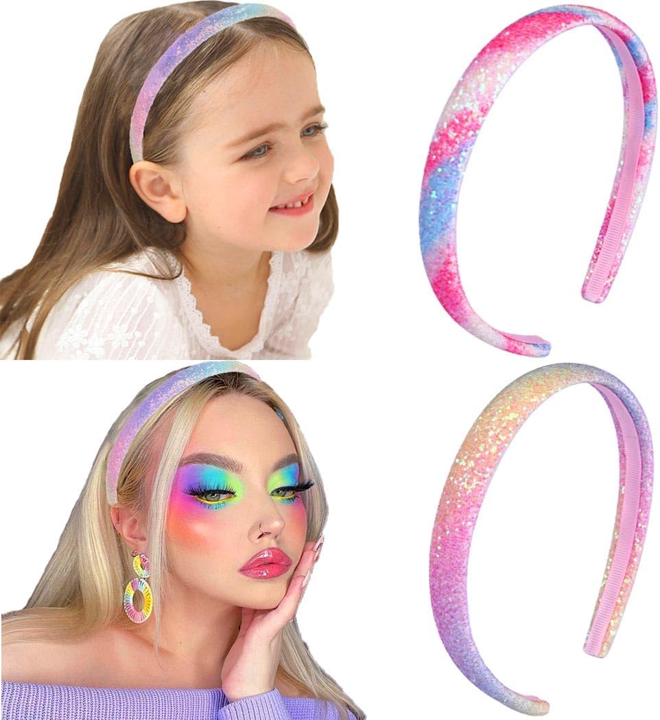 Fashband Girls Headbands Sequins Hair Band Sparkly Hair Hoop for Children Teens Daily Wearing Gift Party Decoration (Pink) image number 5