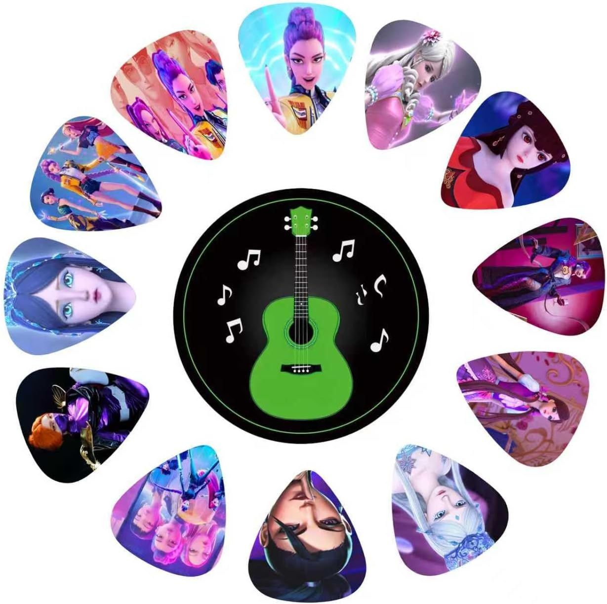 16 Pack Guitar Picks with Organizer Storage Box, 3 Different Thickness Colorful Celluloid Guitar Picks Plectrums for Acoustic Guitar, Electric Guitar, Bass, Ukulele