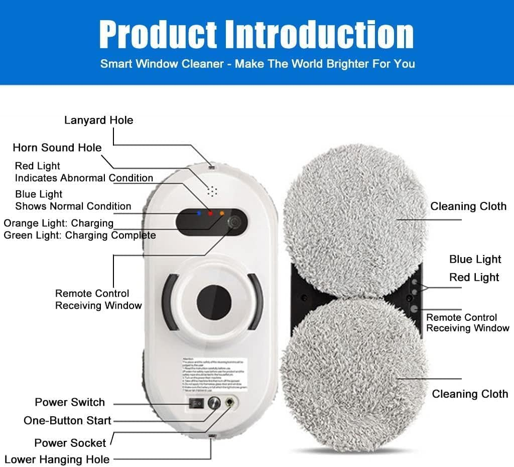 Window Cleaning Robot with Dual Water Spray, Remote Control, Intelligent Edge Detection System, 60Kpa Suction, Smart Window Vacuum for Interior/Exterior Highrise Windows image number 1