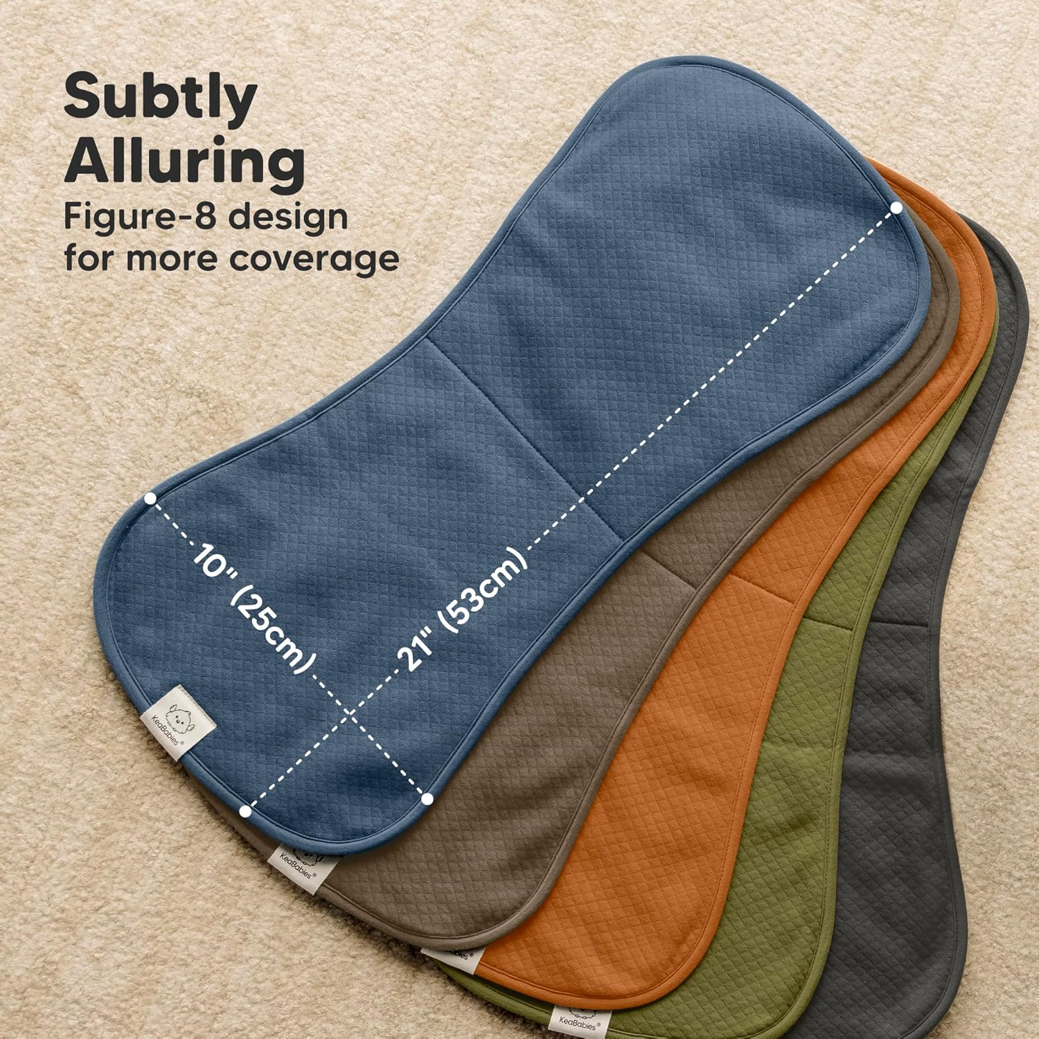 Keababies 5-Pack Organic Burp Cloths Baby Girl, Boy - Extra Large, Absorbent Baby Burp Cloths, Soft Burping Cloths for Babies, Newborn Burp Clothes, Cotton Burp Rags, Neutral Thick Burp Cloth (Basic)