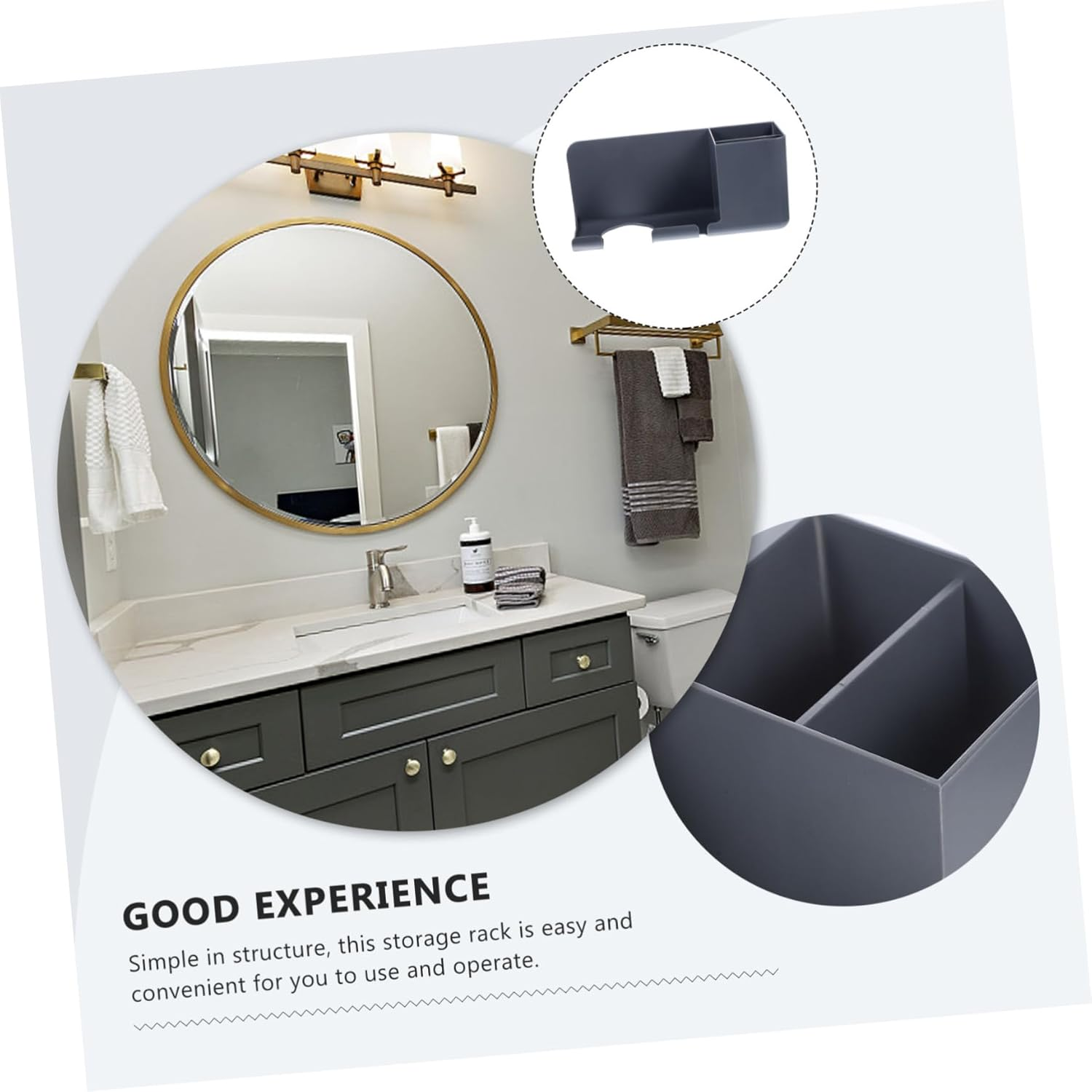 TOVINANNA Hair Dryer Storage Mounted Organizer No for Bathroom Accessories Space-Saving Blow Dryer Holder Smooth Edges Strong Load-Bearing Capacity Keeps Bathroom Tidy - Black image number 6