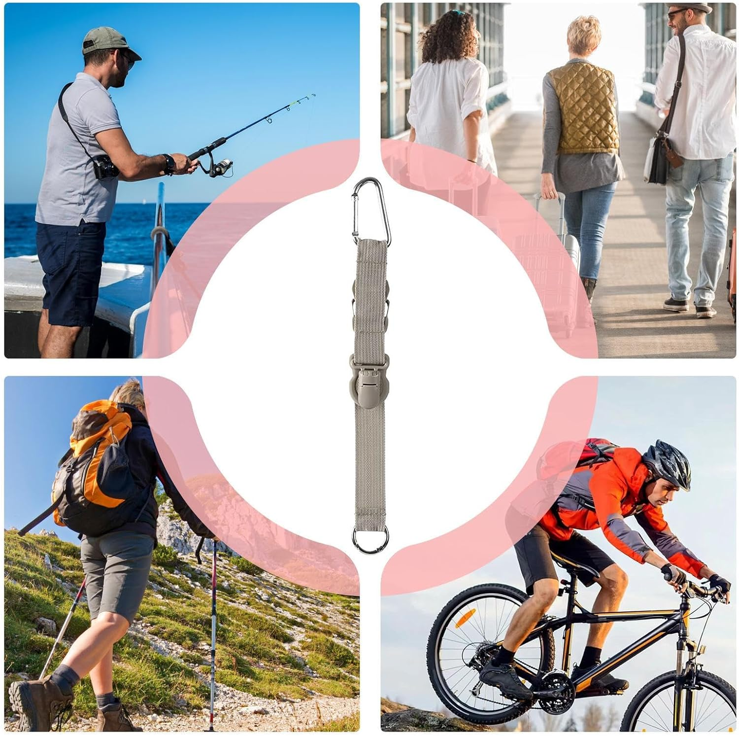 Polyester, Silicone & Alloy Strap Luggage Connector Strap - 31Cm Elastic Connector Belt, Connectors Belt Travel Baggage with D-Ring Hook & Buckle, Multi-Functional with for Suitcase & Carry-On image number 3