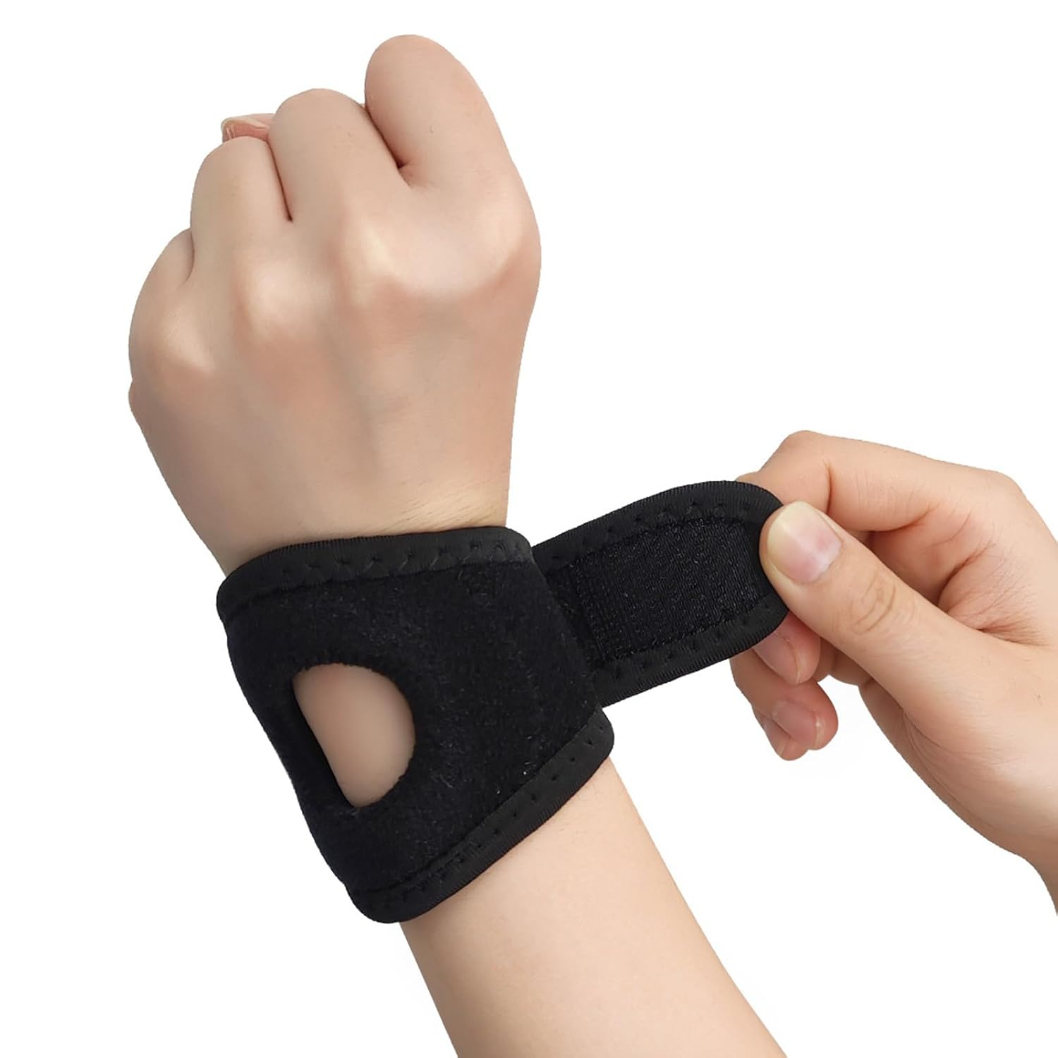 TFCC Wrist Brace Wrist Widget - Adjustable Flexible Wrist Straps with Holes, Hand & Wrist Support for Weight Bearing Strain Sport Pain Relief, Fits TFCC Tears, Left & Right Wrist Band (L/XL) image number 5