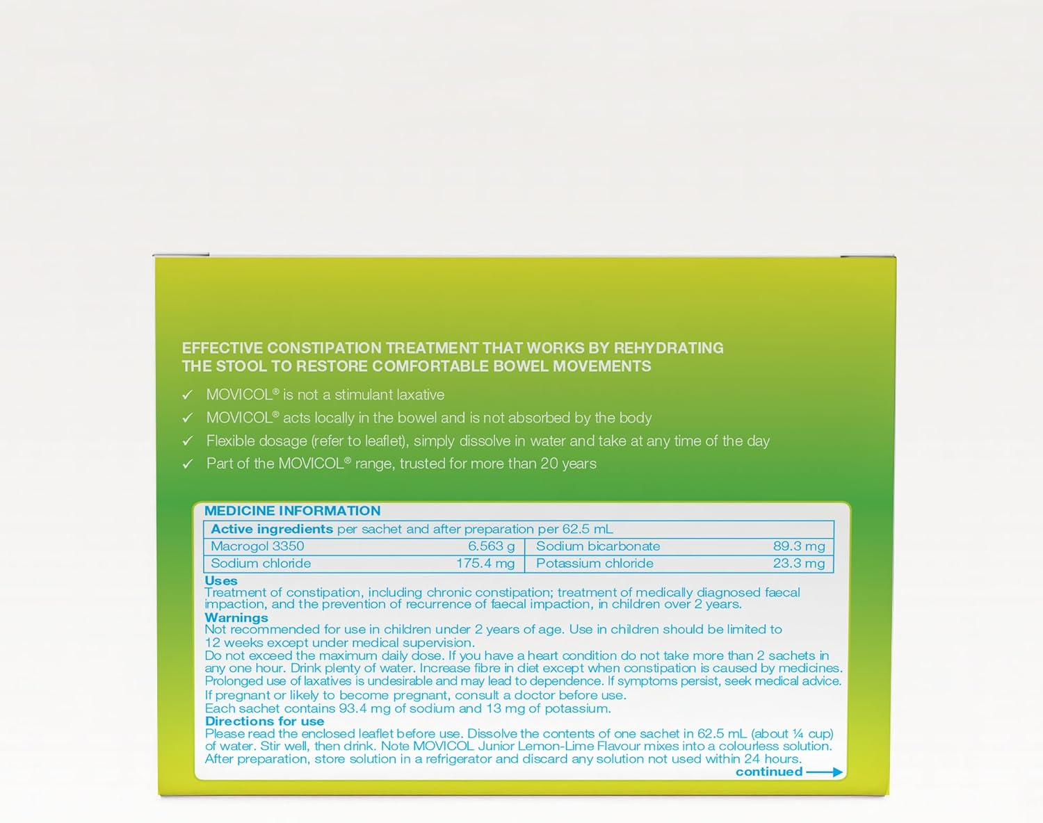 Movicol Junior Sachets, Lemon-Lime, 30 Sachets, Constipation Relief for Children, Laxatives, Relief, Hydrates, Softens & Help Restore Natural Bowel Movement image number 1