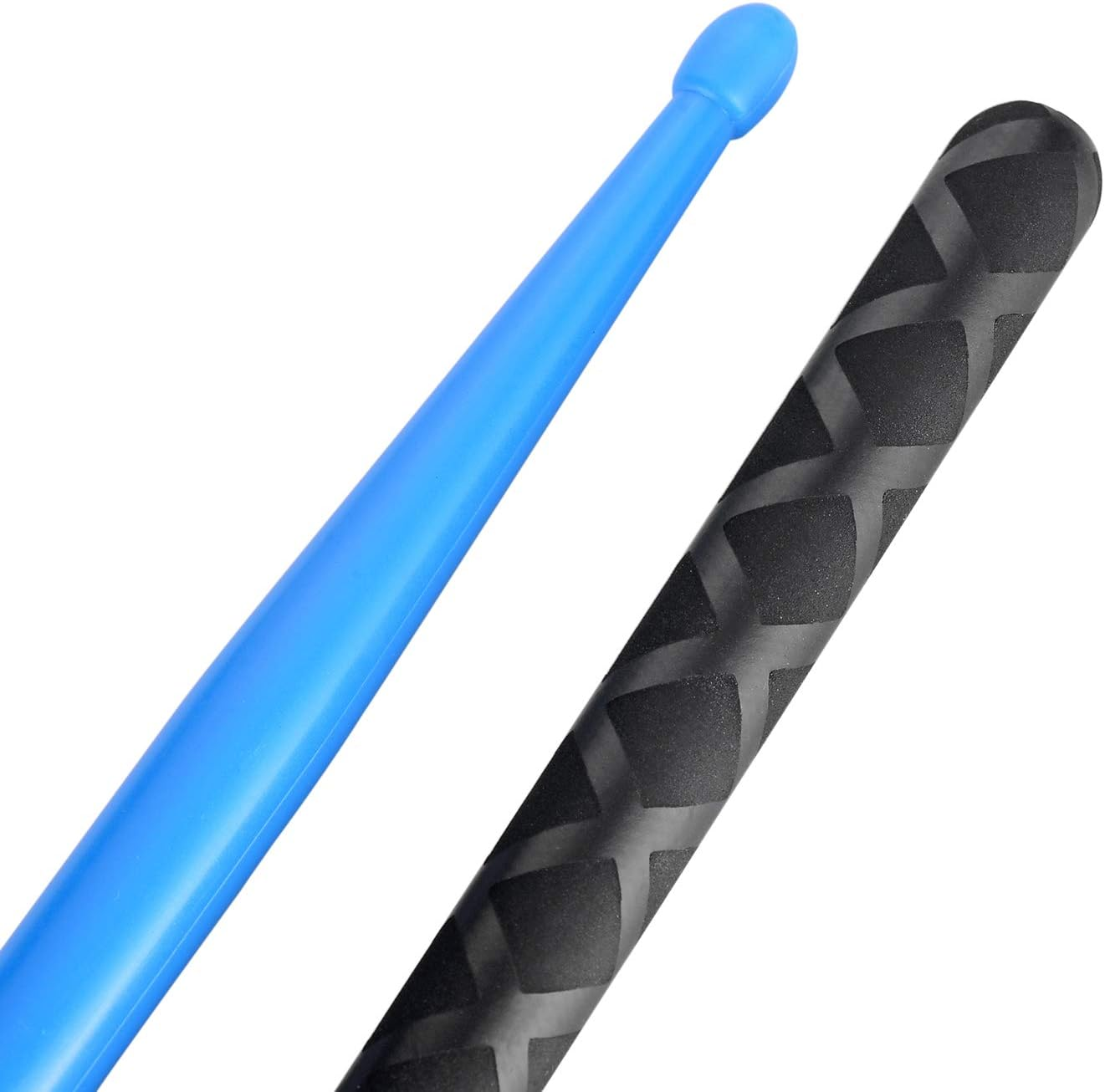 5A Nylon Drumsticks for Drum Set Light Durable Plastic Exercise ANTI-SLIP Handles Drum Sticks for Kids Adults Musical Instrument Percussion Accessories Blue - Black image number 2