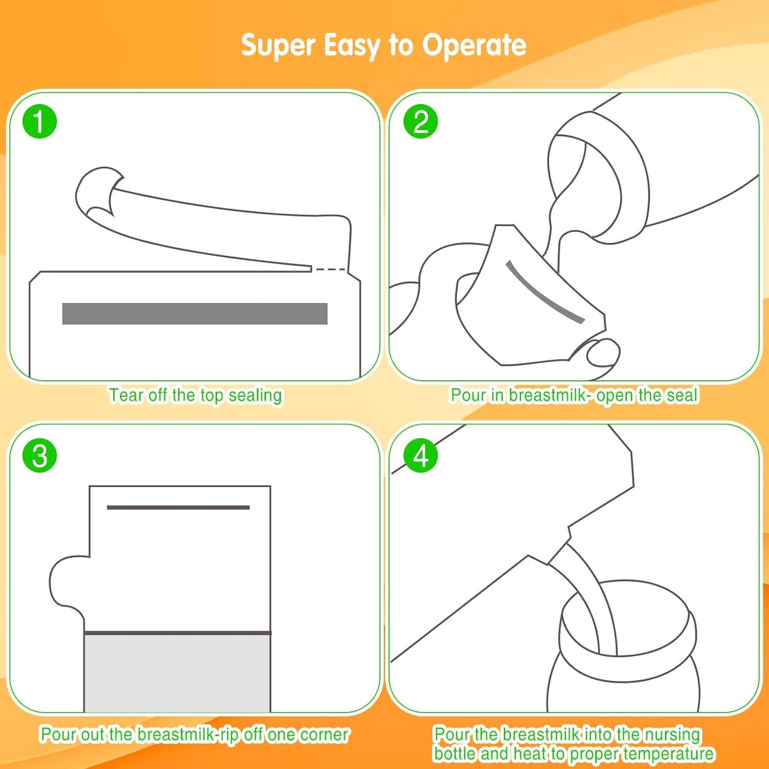 Vinabo Pack of 50 Breast Milk Bags, 250 Ml Bpa-Free Breast Milk Storage Bag, Milk Bag for Breast Milk with Spout for Breastfeeding, Self-Standing, Can Be Frozen, Pre-Sterilised image number 1