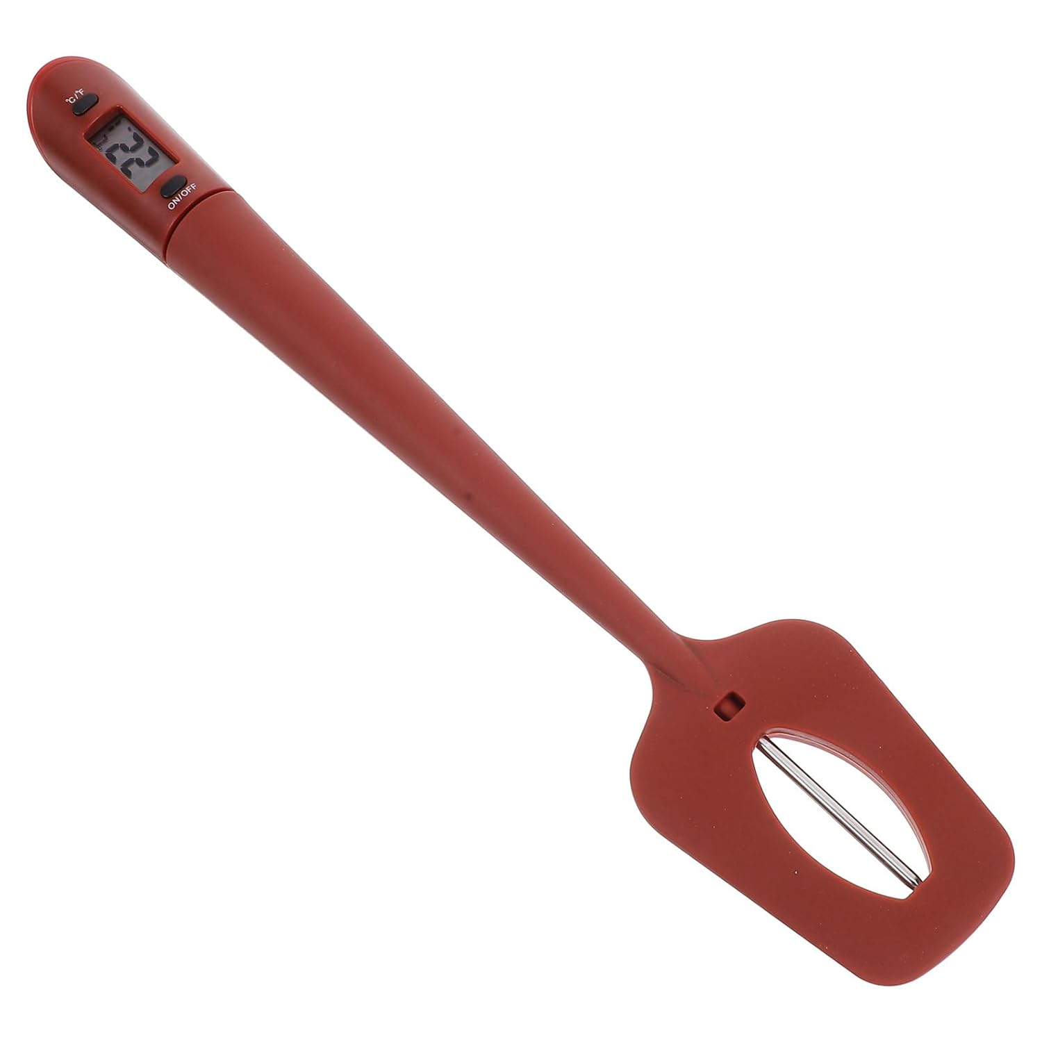 EXAOMBLE Silicone Spatula Thermometer for Candy Baking with Digital Temperature Gauge, Brown Heat-Resistant Kitchen Tool for Jam, Chocolate, and Dough Cooking image number 4