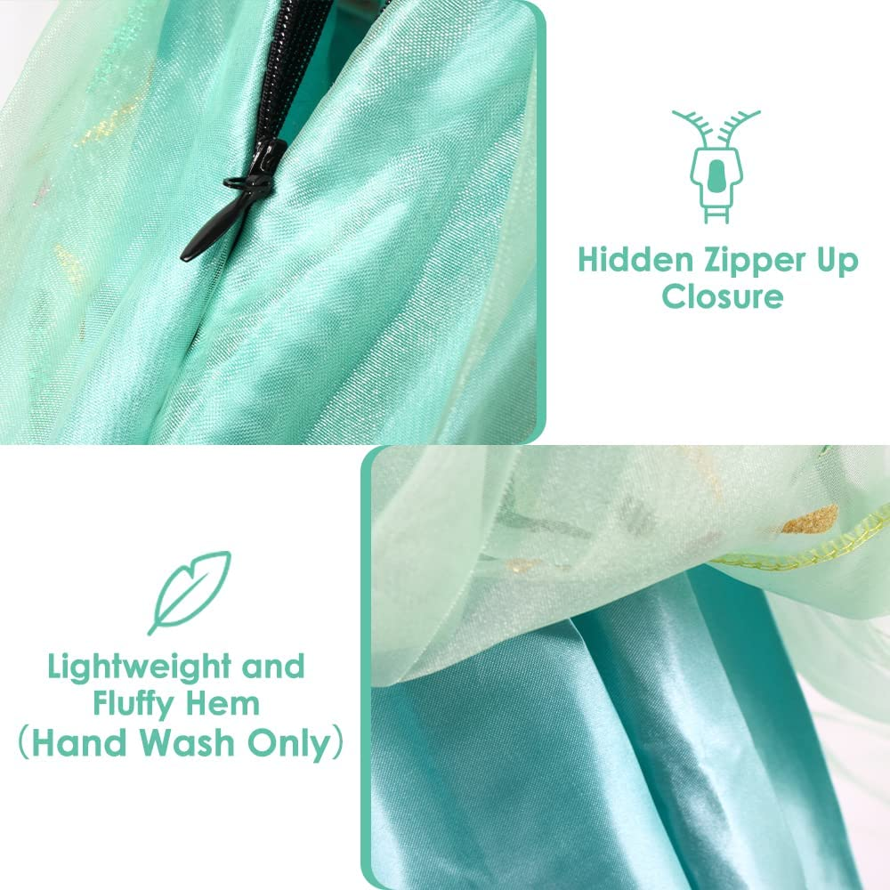 AUTOWT Anna Princess Costume for Girls, Adorable Fancy Dress Up, Pretty Skirts with Brilliant Sparkle Hemline, Attractive off Shoulder Princess Skirt for Little Girls Birthday Party Cosplay Show image number 5